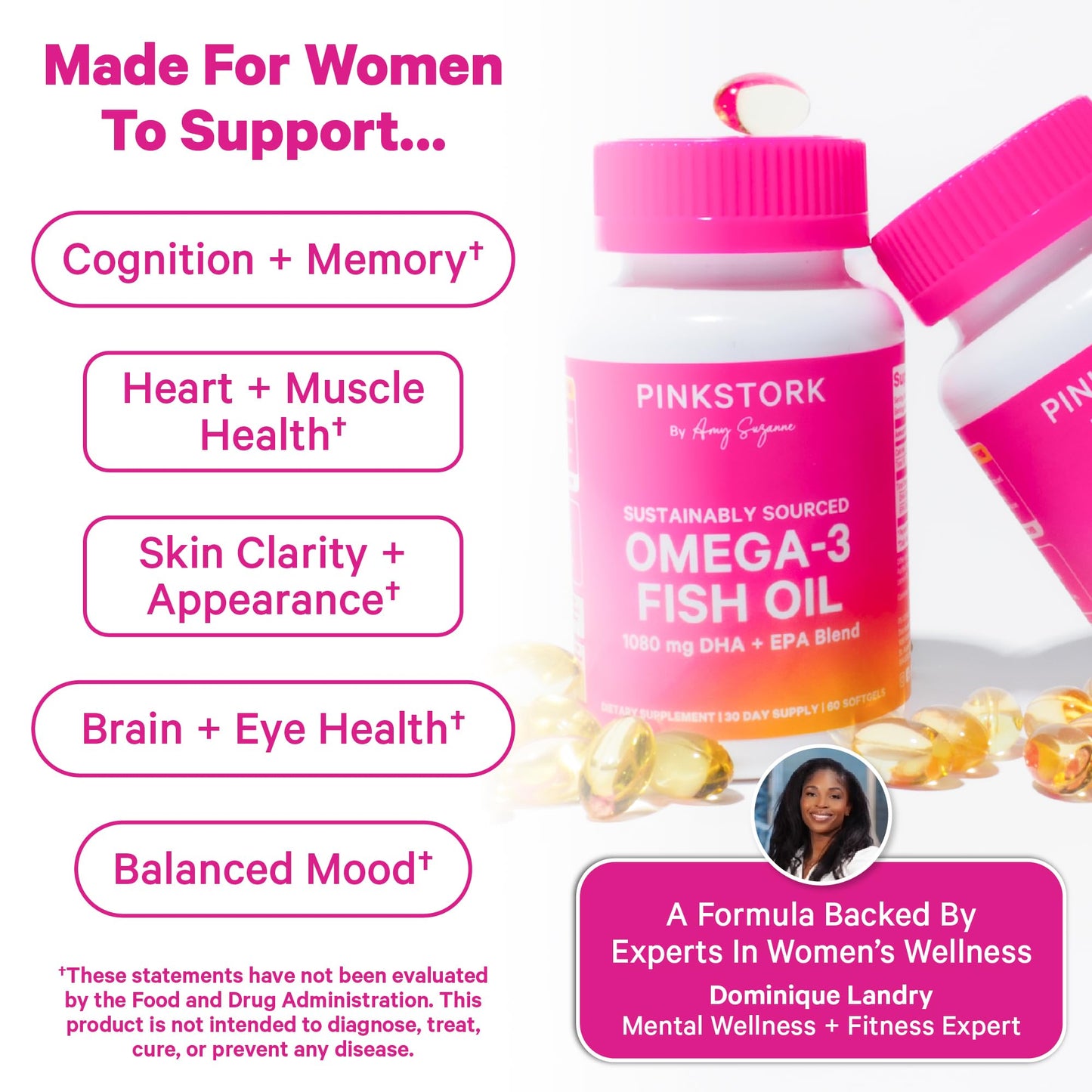 Pink Stork Omega 3 Fish Oil Softgel, 60 Softgels