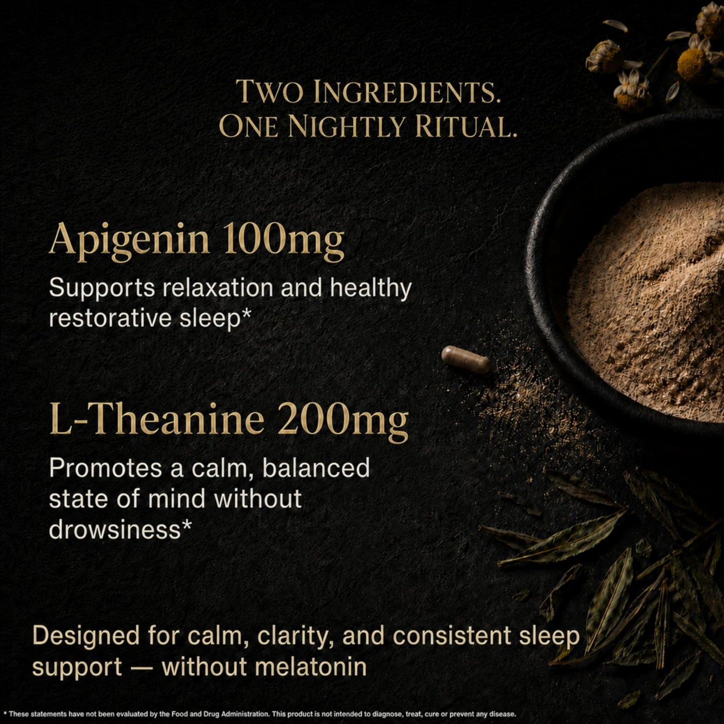 Mindvance Apigenin 100mg with L-Theanine 200mg Capsules, Sleep Support, Melatonin Free, 60 Vegan Capsules