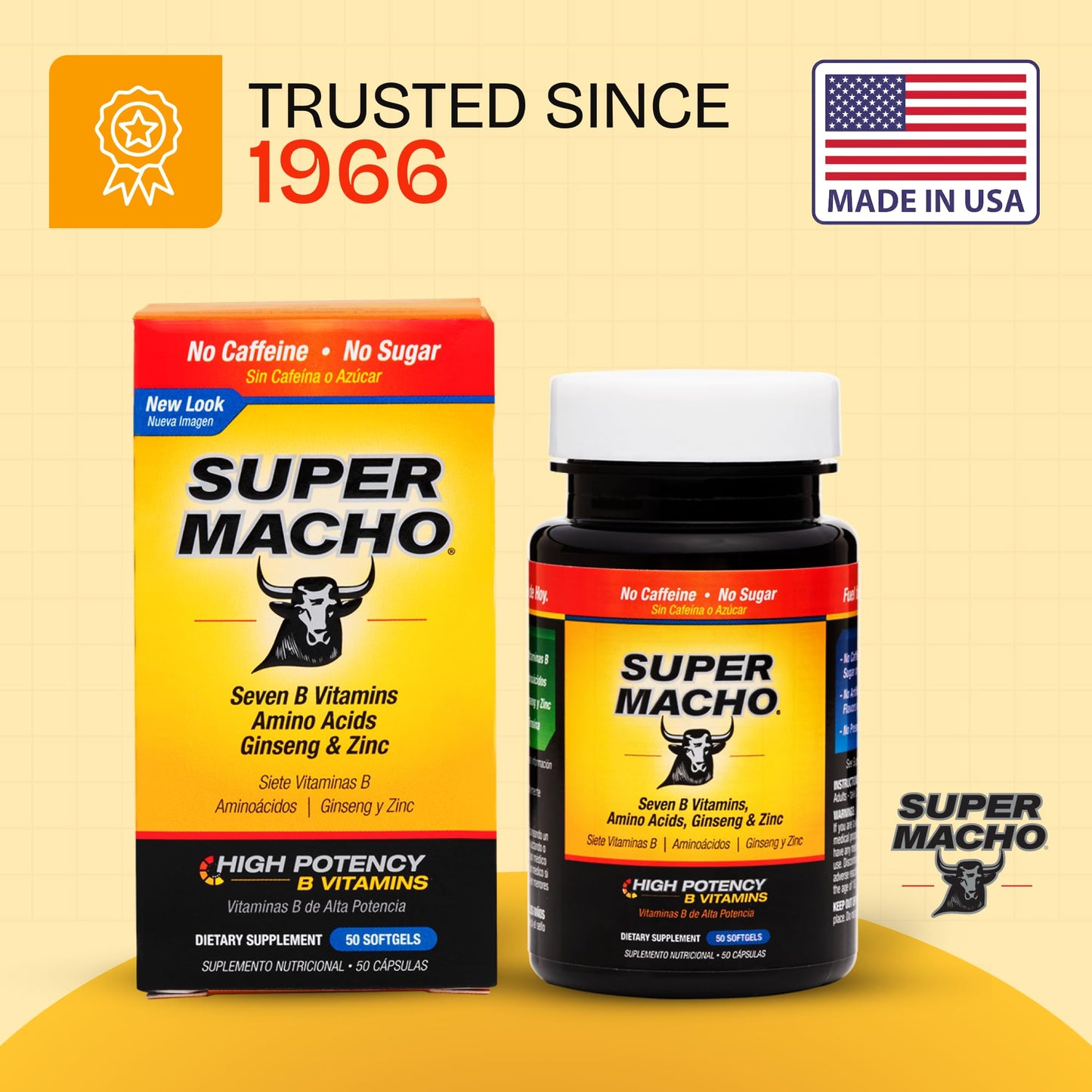 Super Macho High Potency B Vitamins and Amino Acids Softgels 50 Count