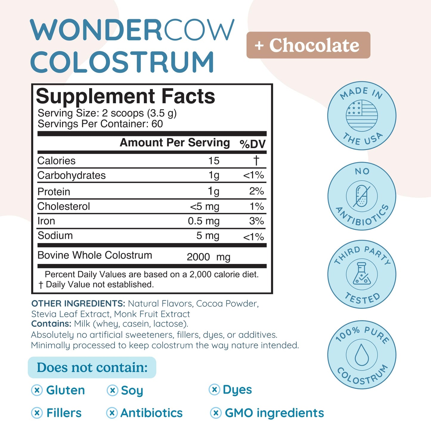 WONDERCOW WonderCream + WonderCow Chocolate Colostrum Powder Bundle 11.28 Ounce