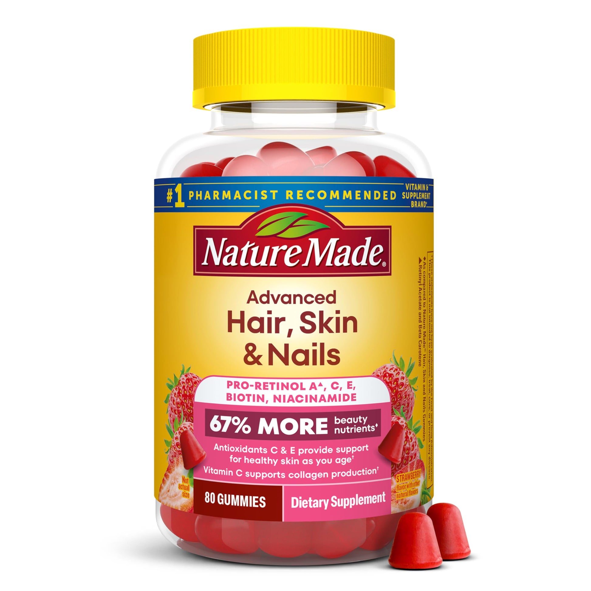 Nature Made Advanced Hair Skin and Nails Gummies 80 Gummies