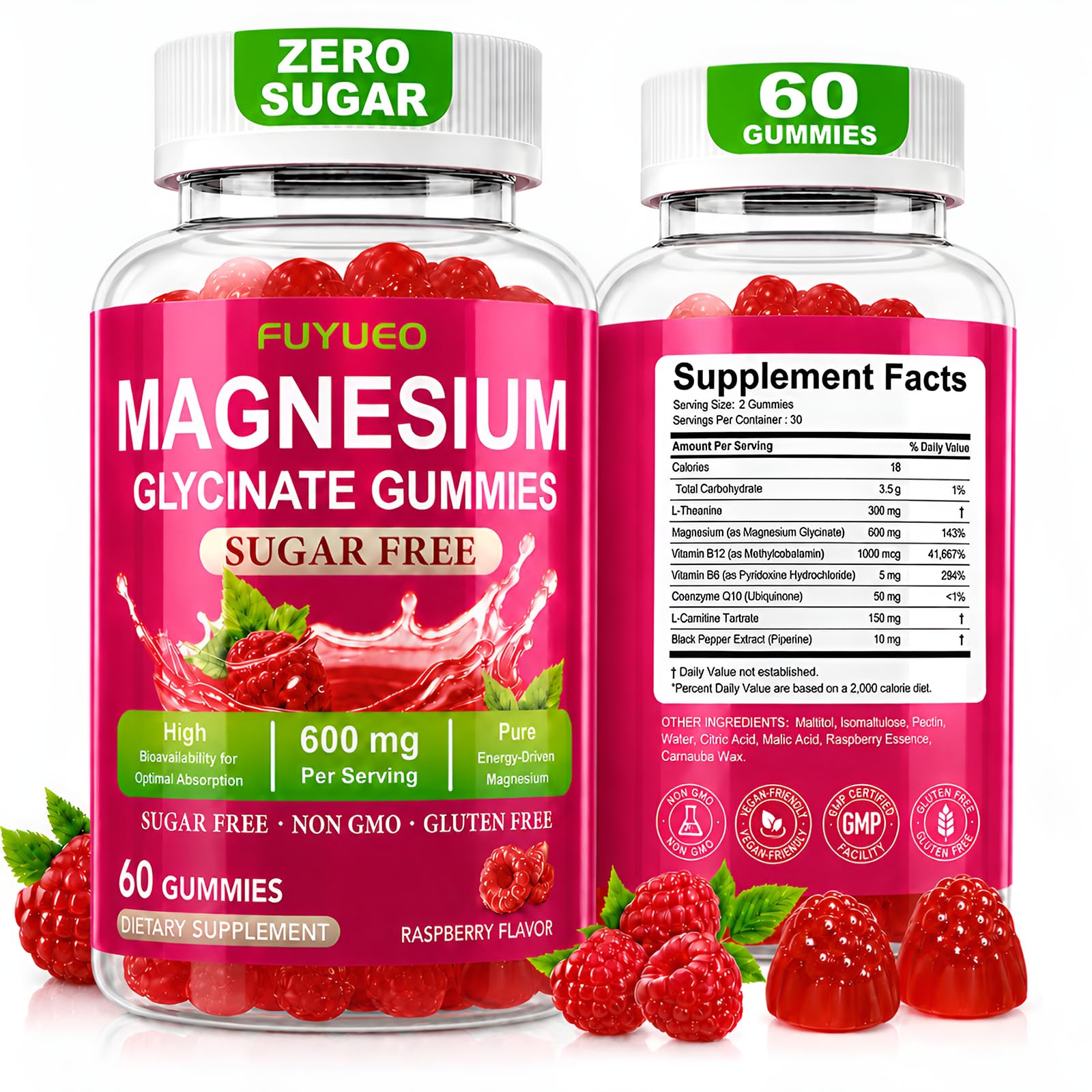 FUYUEO Magnesium Glycinate Gummies, 60 Count