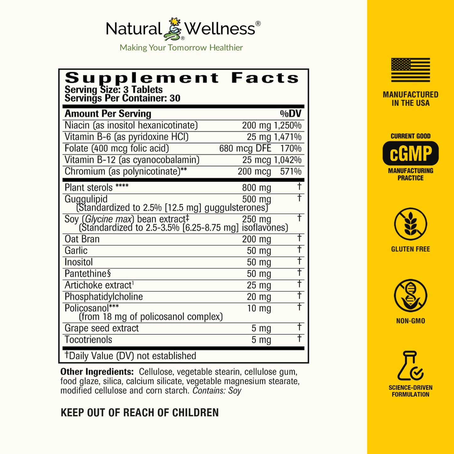 Natural Wellness Cholesterol Support Tablets 1 Count