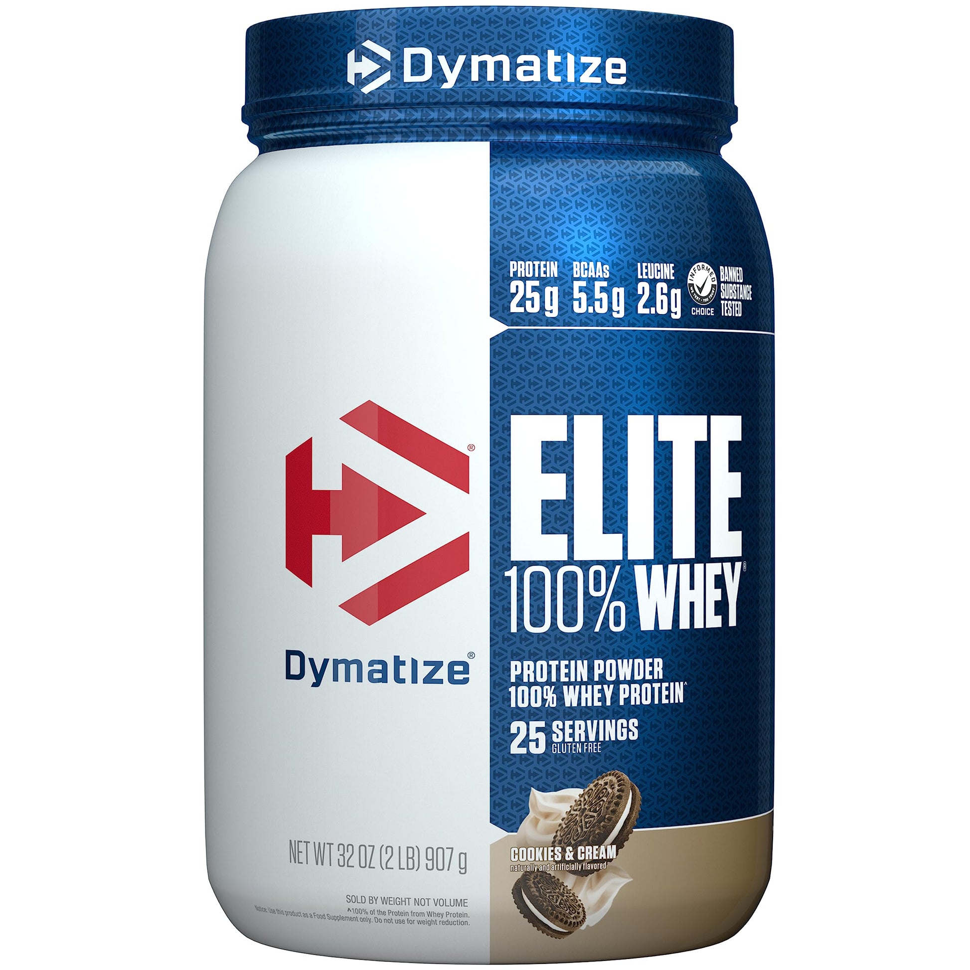 Dymatize Elite 100% Whey Protein Powder Cookies & Cream, 2 lb