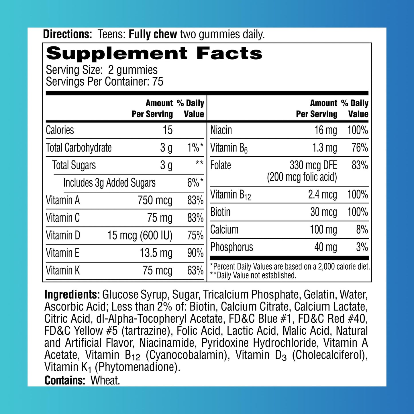 ONE A DAY Teen Boy Gummy 150 Count