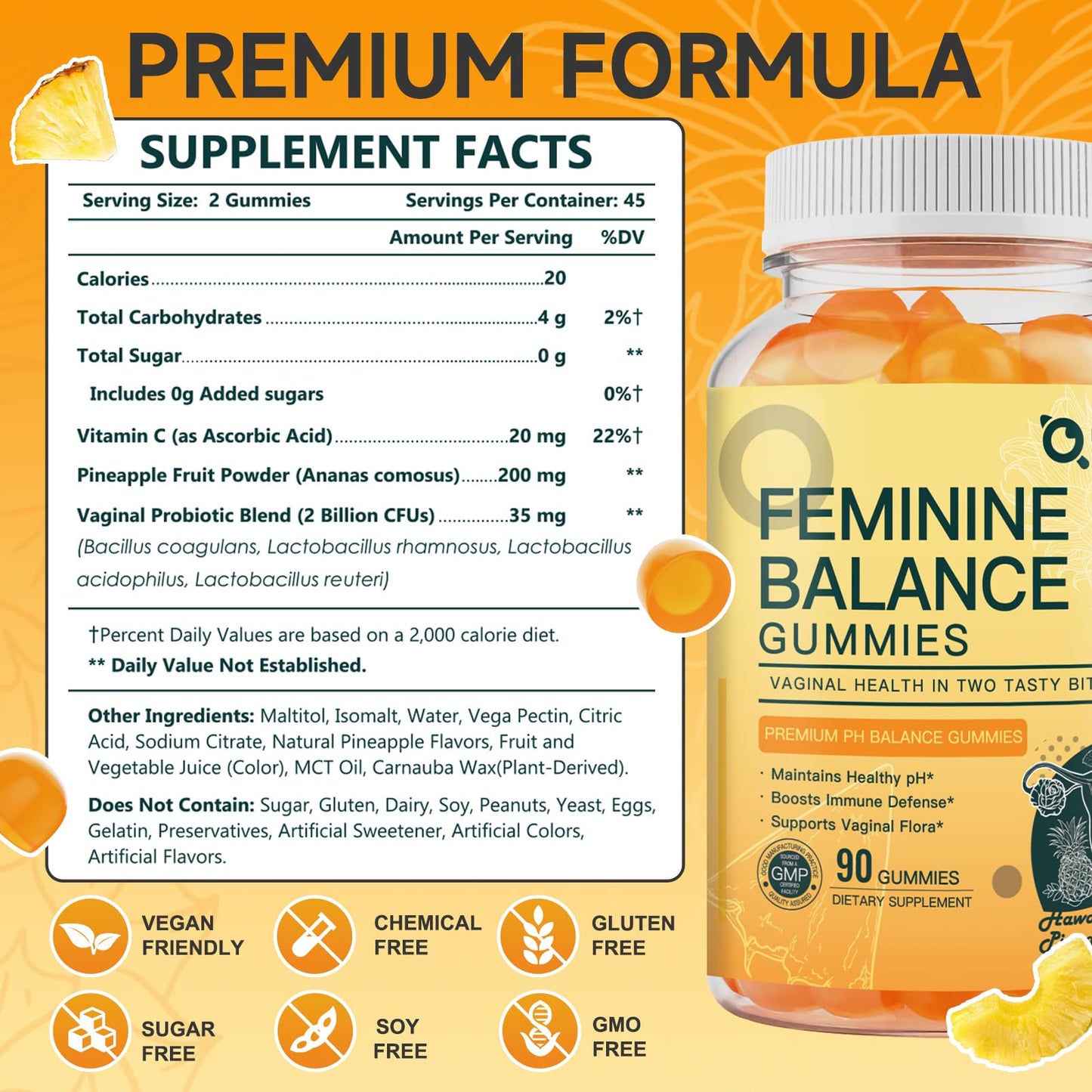 NATURE TARGET Feminine Balance Probiotics Gummies for Women, 90 Count