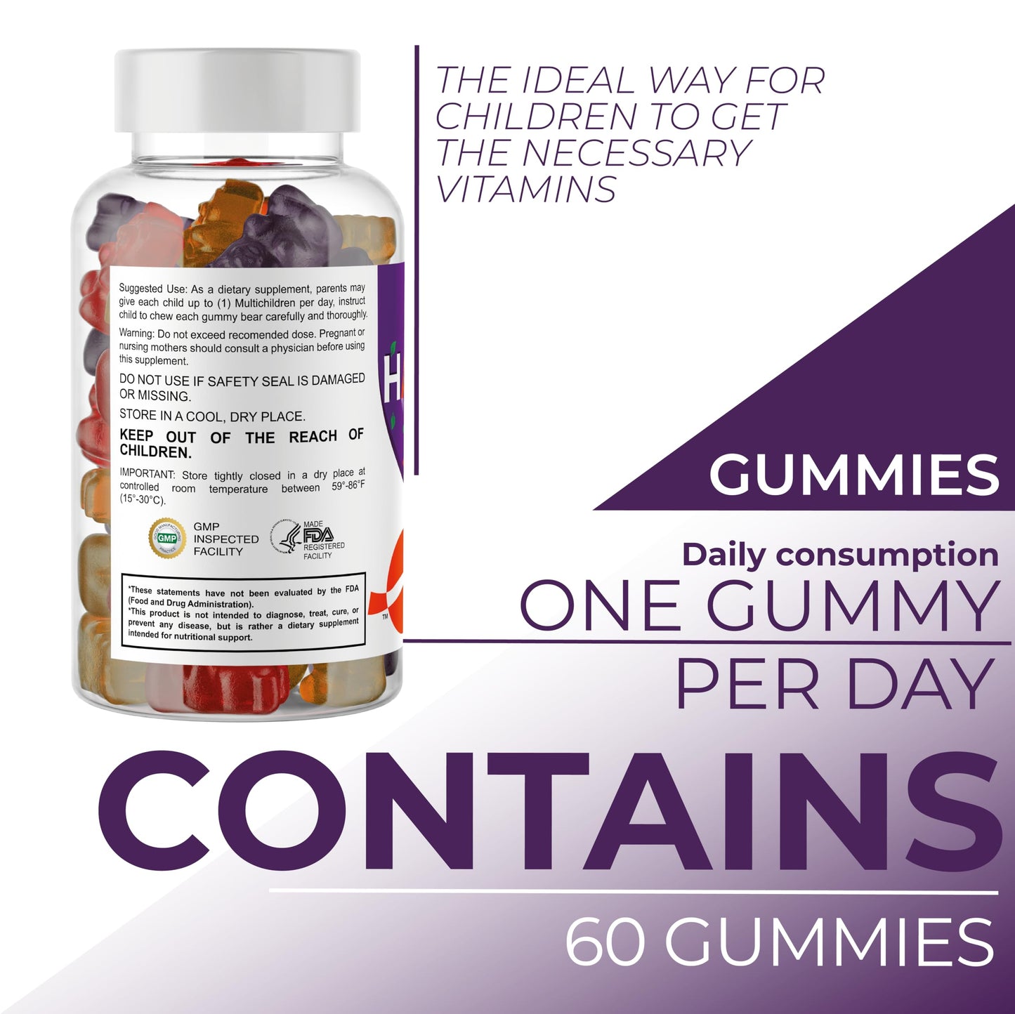 Hallusa Natural Kids' Multivitamin Gummies, 60 Count