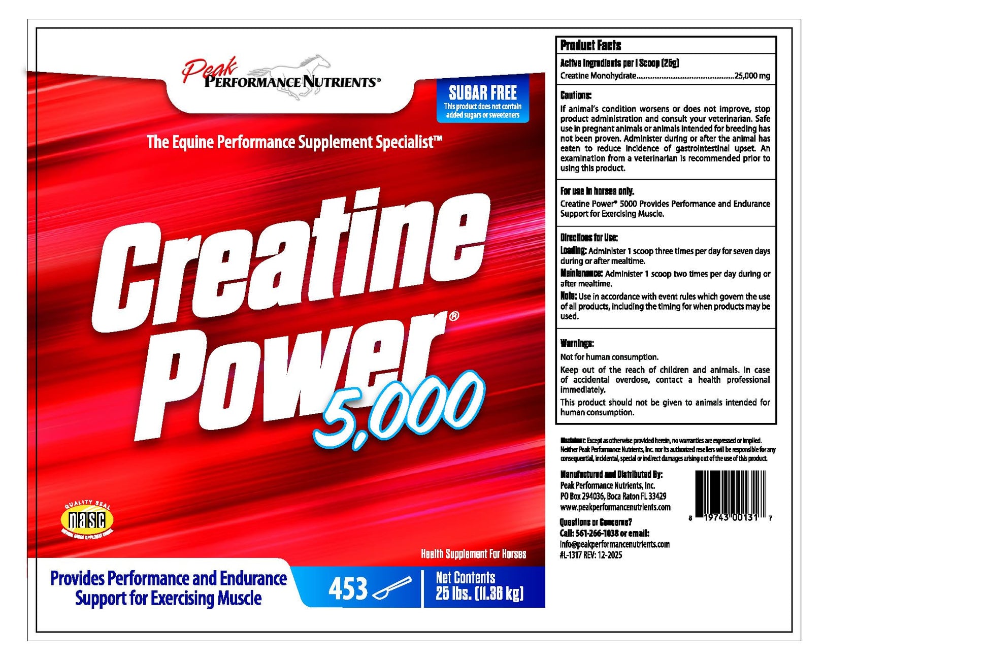 Peak Performance Nutrients Creatine Power 5000 Powder 20