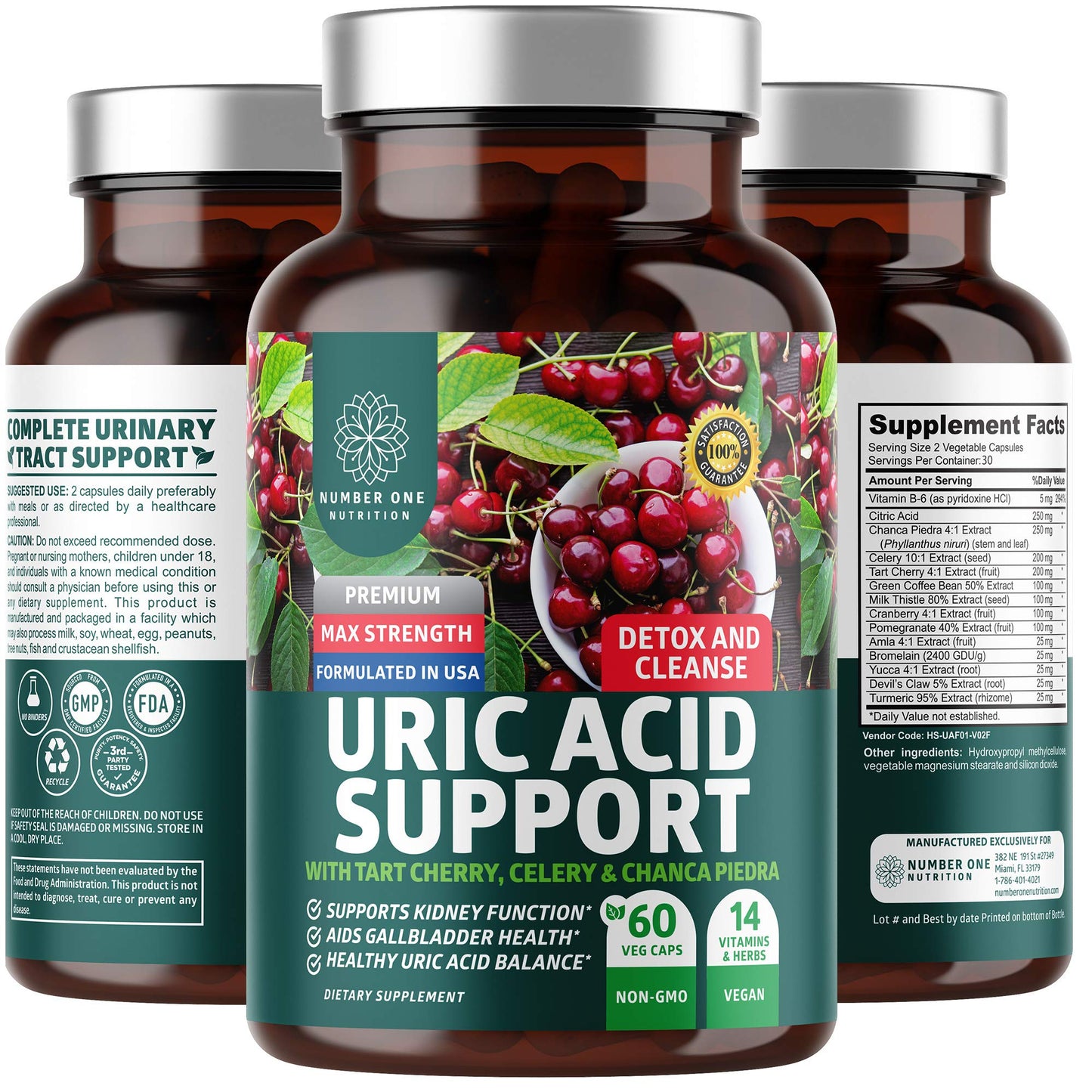 Number One Nutrition Uric Acid Support Supplement 60 Capsules