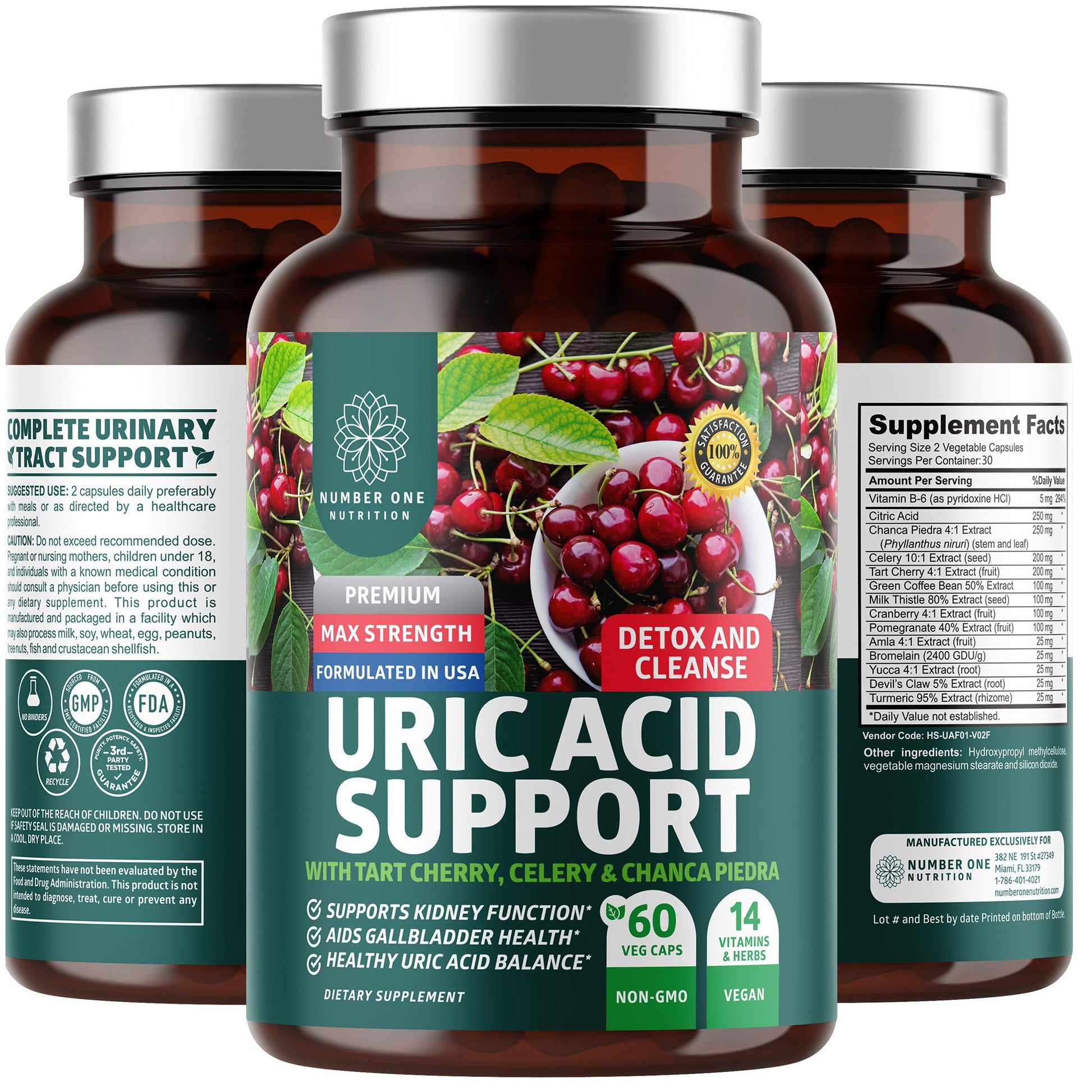 Number One Nutrition Uric Acid Support Supplement 60 Capsules
