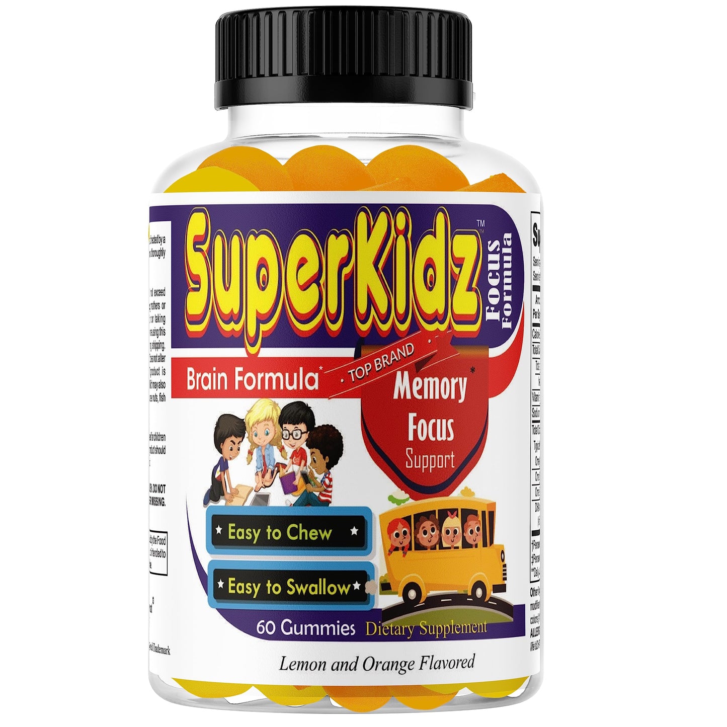 Celebrity LifeStyle Product Superkids Kids Focus Gummies with Omega-3 DHA, Brain Support for Kids & Teens, 60 Count