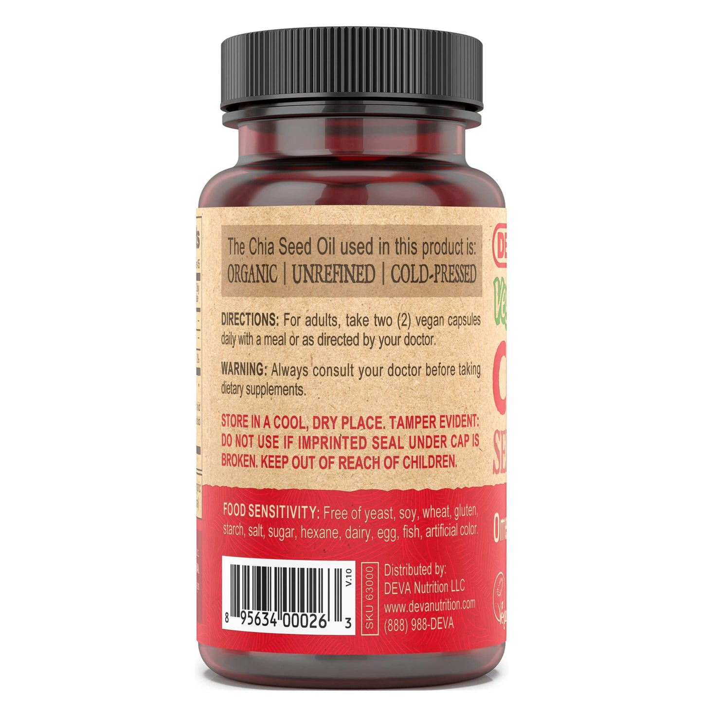 DEVA Vegan Vitamins Chia Seed Oil Capsules, 90 Capsules