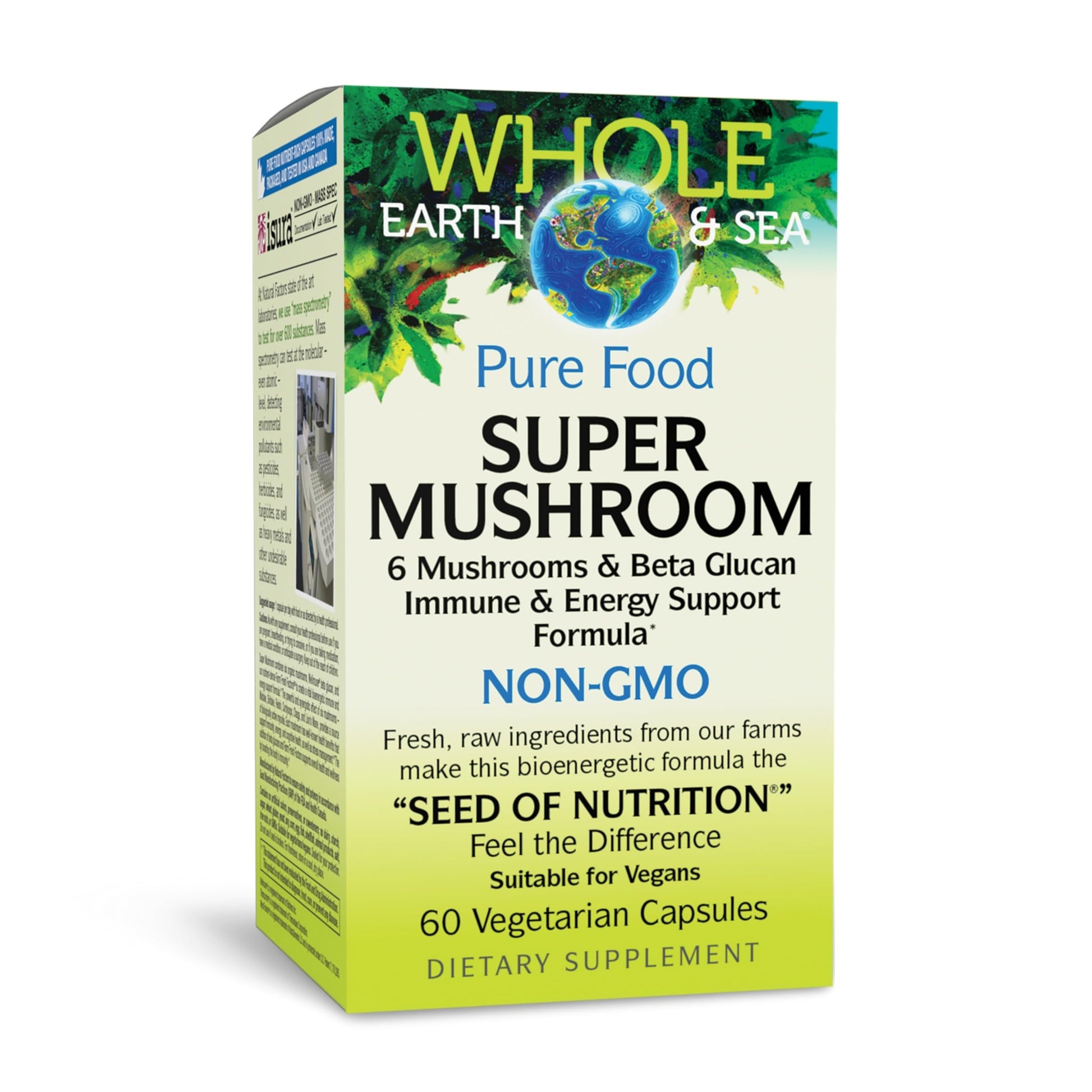 Natural Factors Whole Earth & Sea Super Mushroom Whole Food Supplement, Vegan, 60 Capsules