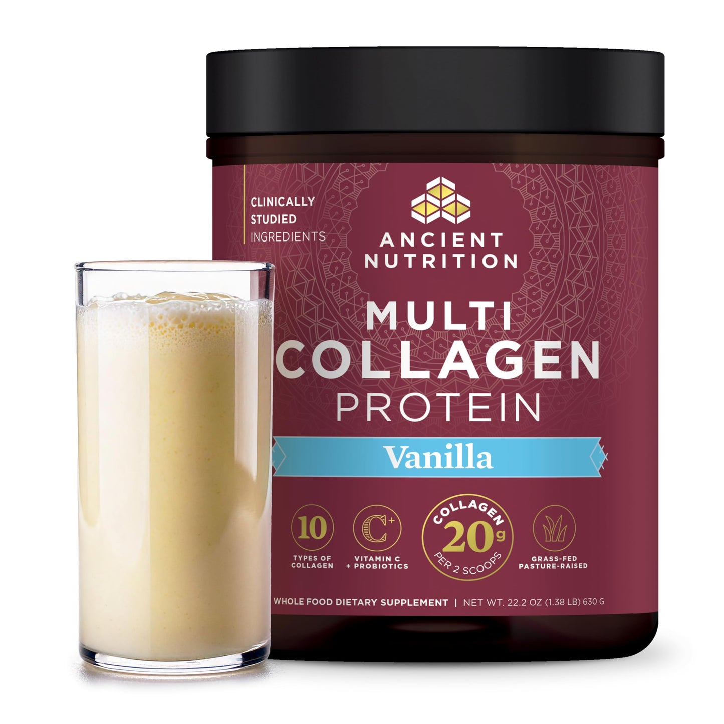 Ancient Nutrition Collagen Peptides Powder, Multi Collagen Protein, Vanilla, 60 Servings