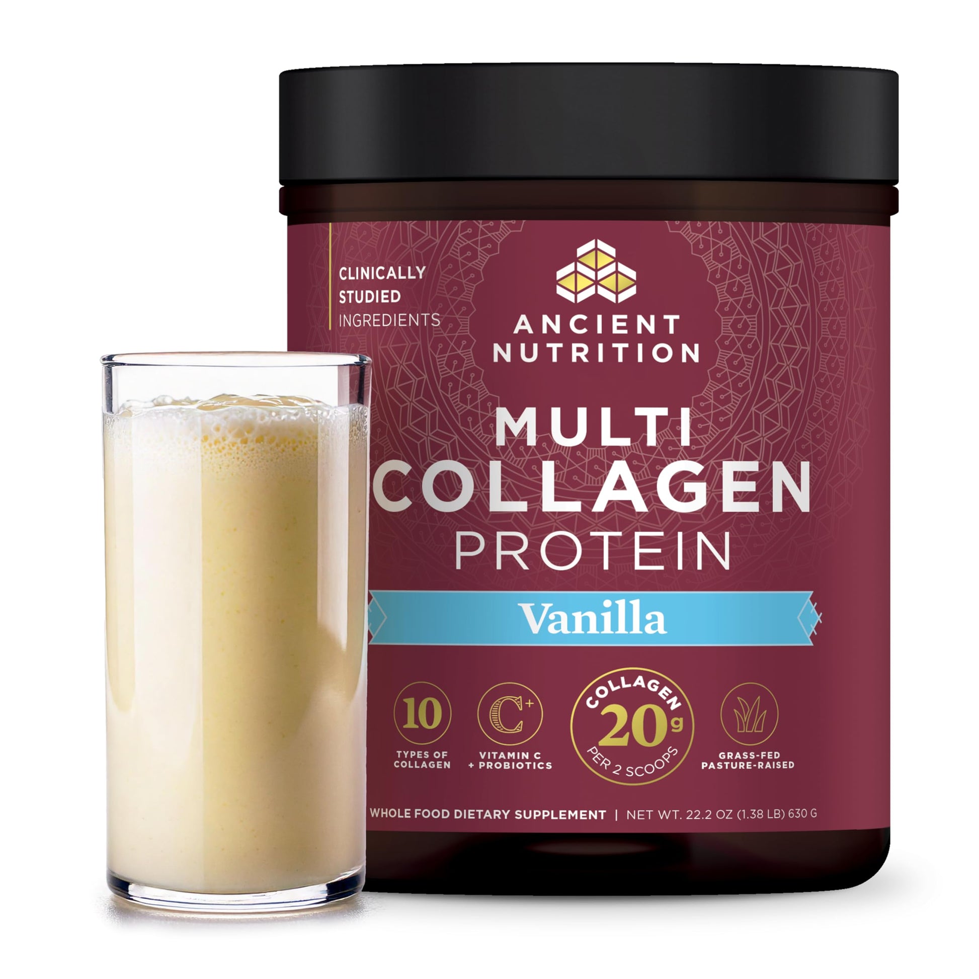 Ancient Nutrition Collagen Peptides Powder, Multi Collagen Protein, Vanilla, 60 Servings
