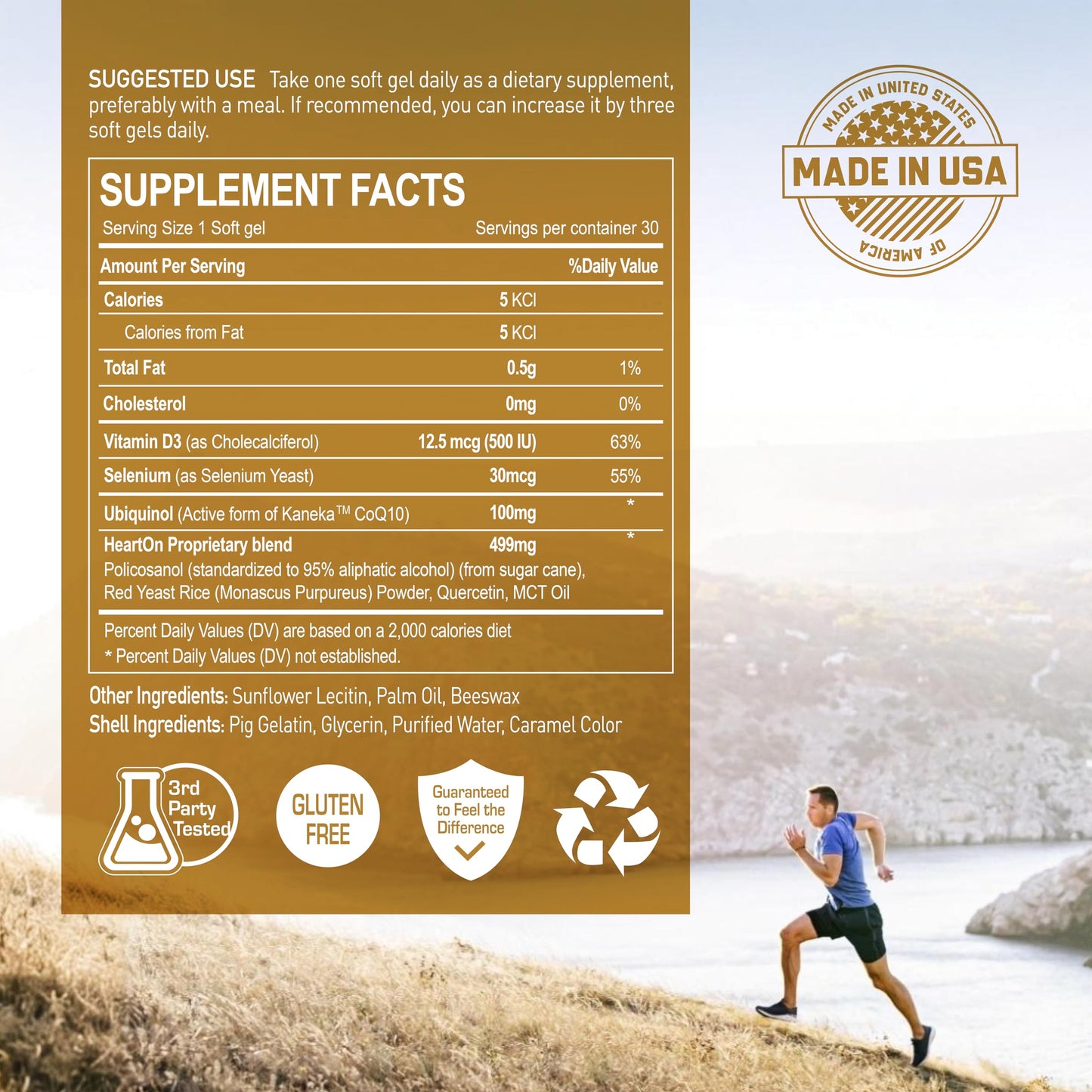 NANOWELL HeartOn Active CoQ10 Kaneka Ubiquinol 100 Plus Heart Health Supplement Softgels 120 Count