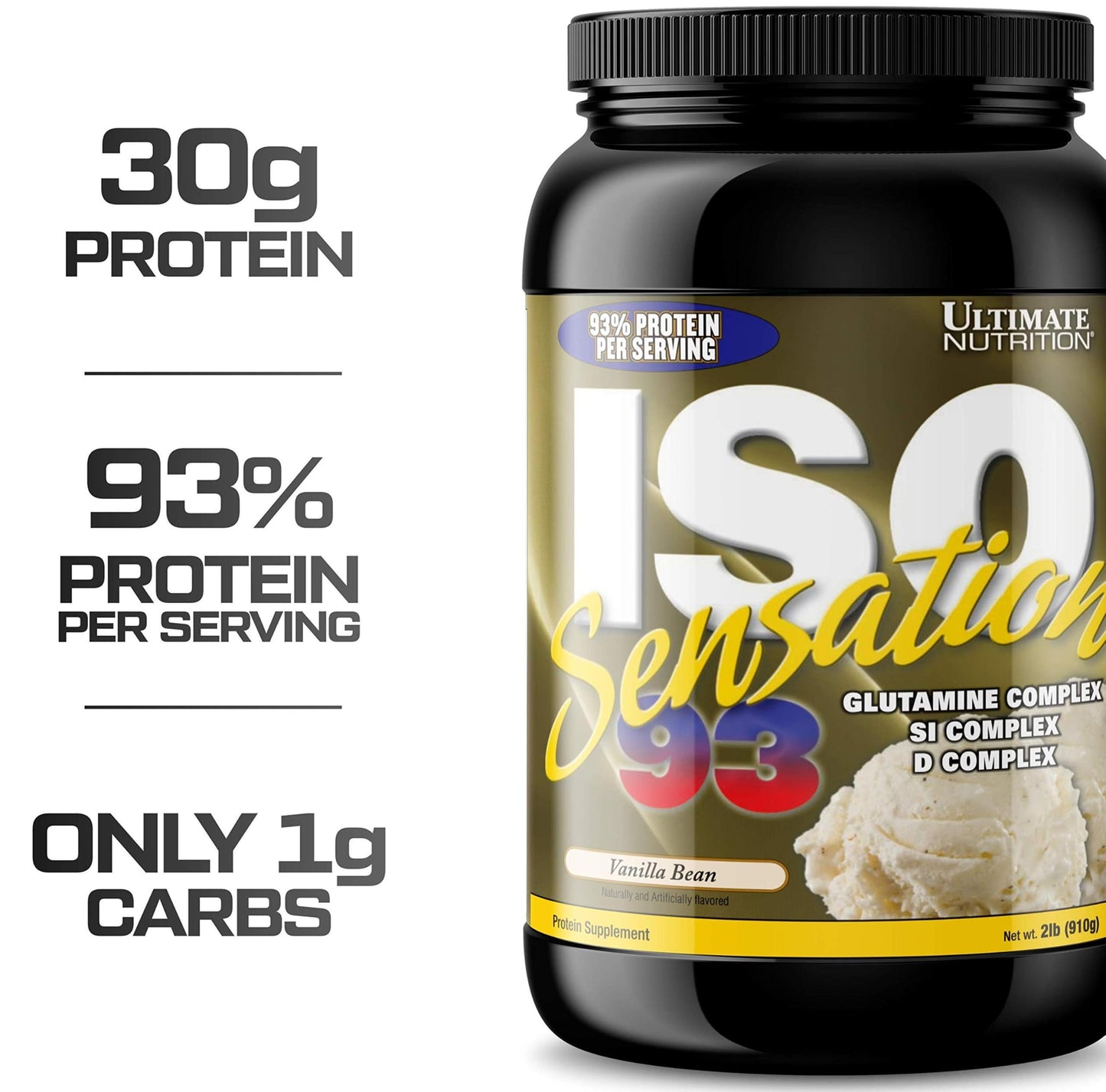 Ultimate Nutrition ISO Sensation 93 Whey Isolate Powder Vanilla Bean, 32 Servings