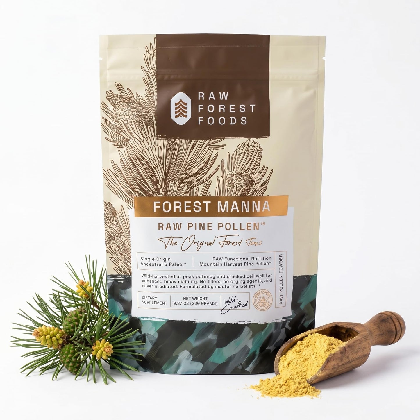 RAW Forest Foods Pine Pollen Powder 9.97 Ounce