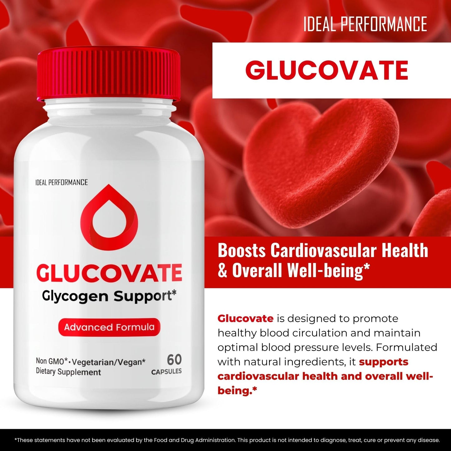 IDEAL PERFORMANCE Glucovate Blood Support Capsules, 180 Capsules