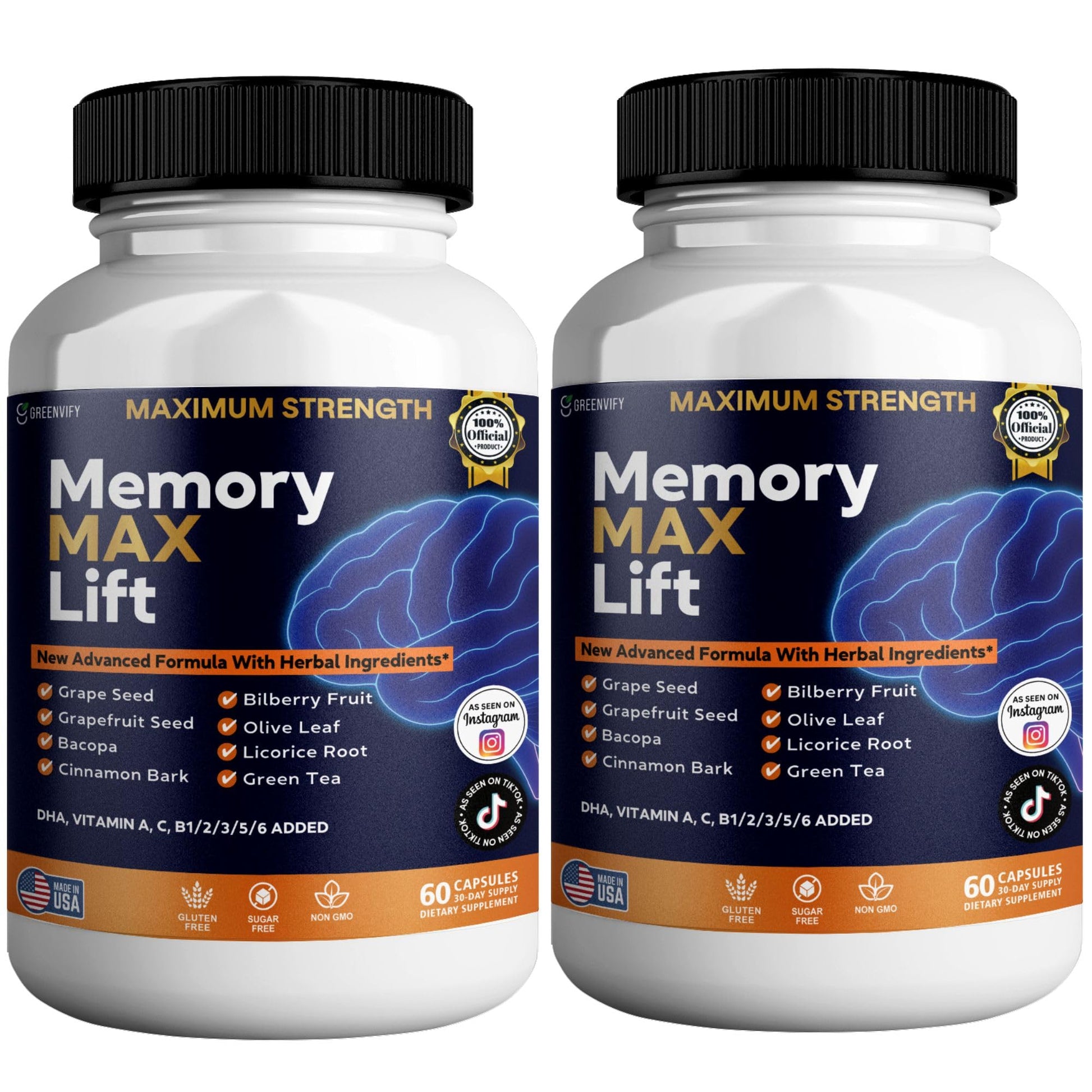 GREENVIFY Memory MAX Lift Brain Support Supplement Capsule, 120 Capsules