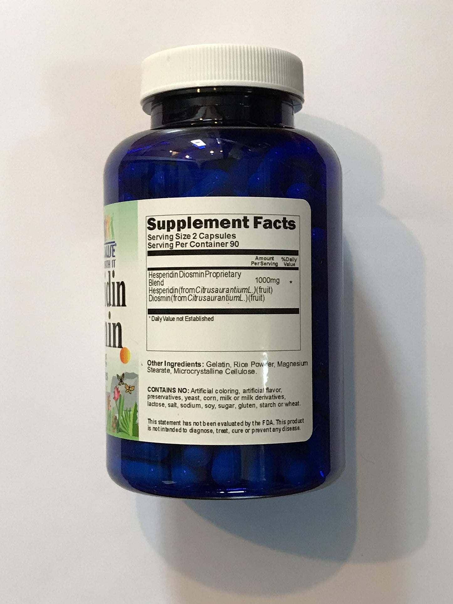 Vitamins Because Hesperidin Diosmin Capsules 50mg/450mg, 180 Count