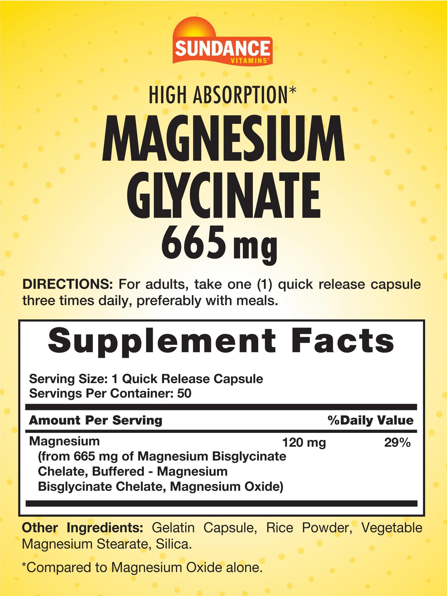 Sundance Magnesium Glycinate Capsule 665 mg, 50 Count