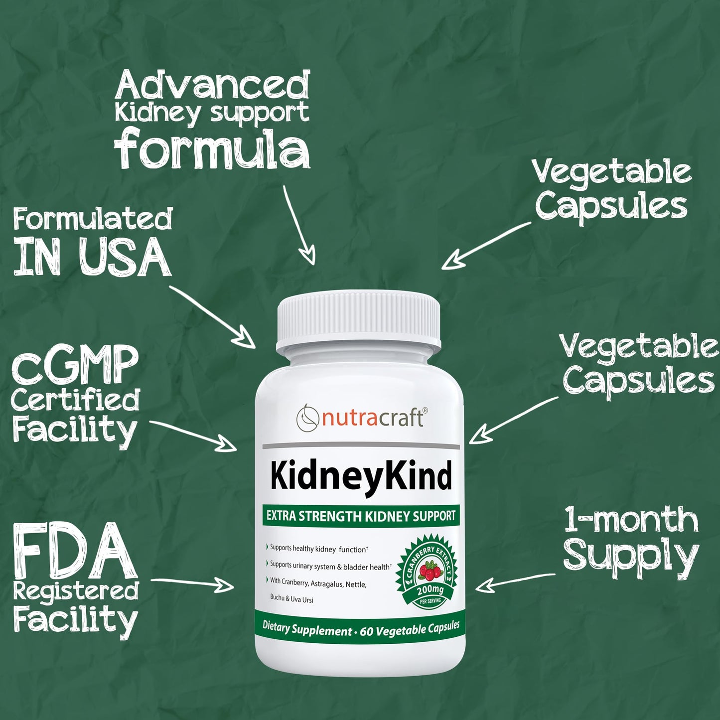 Nutracraft KidneyKind #1 Kidney Support and Detox Supplement Capsules, 60 Count