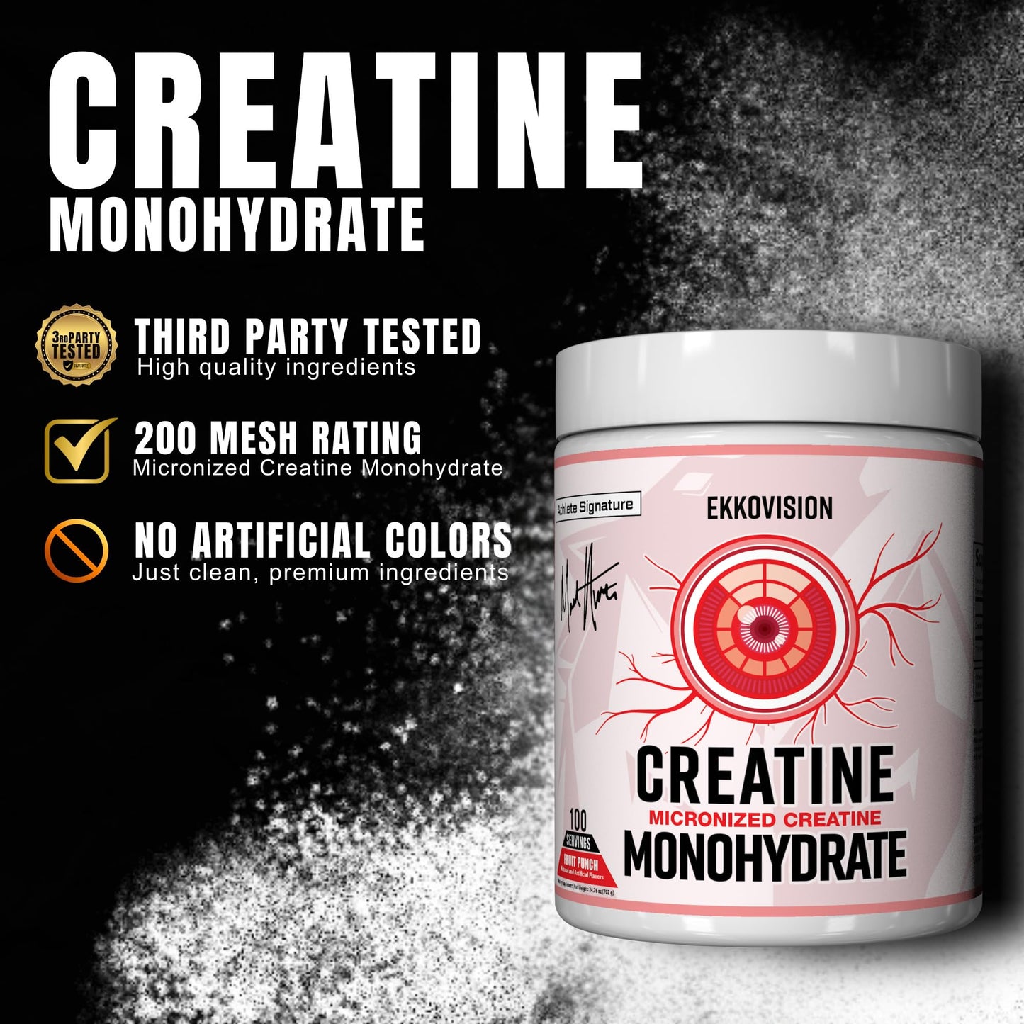 Ekkovision Creatine Monohydrate Micronized Powder, 100 Servings