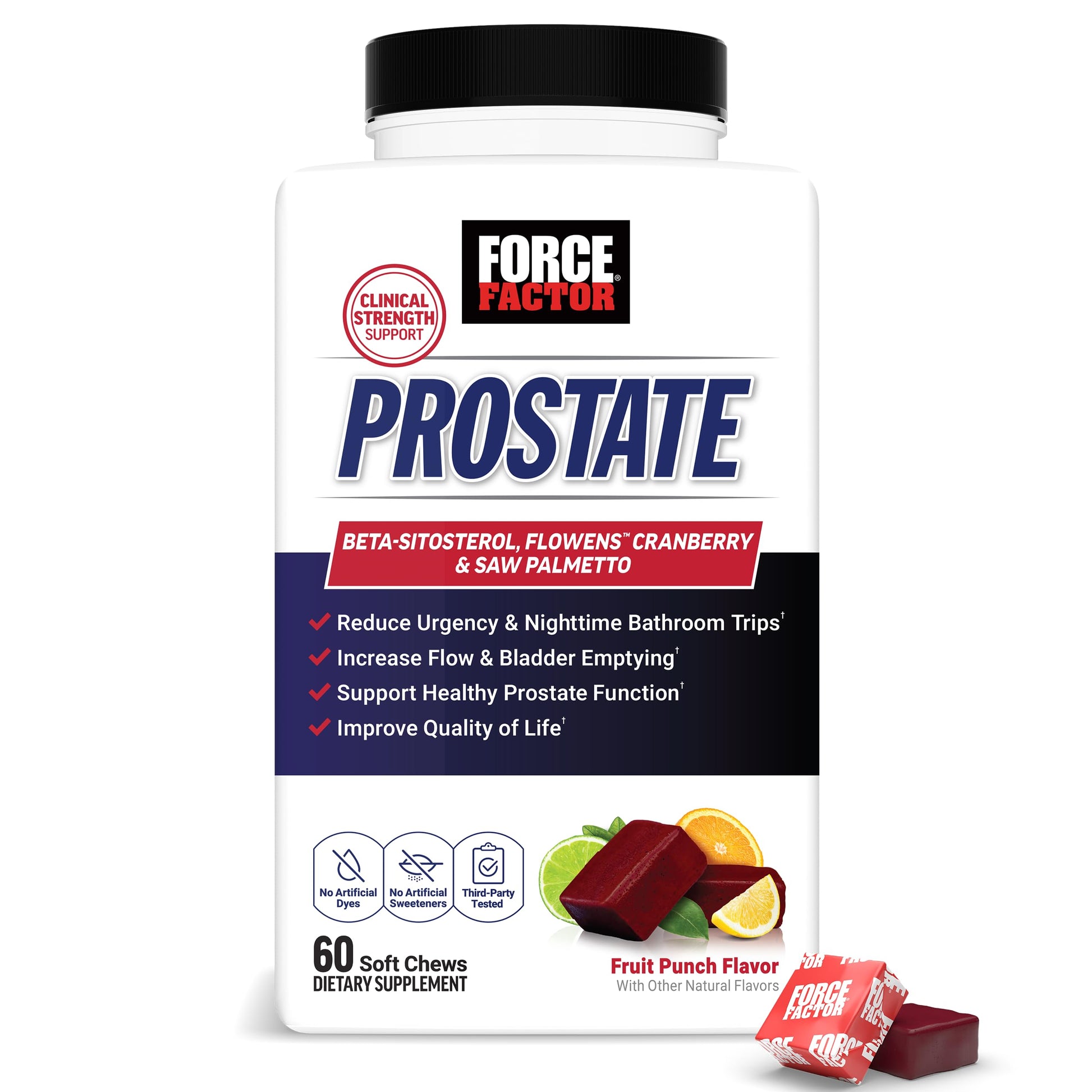 Force Factor Prostate Health Supplement with Saw Palmetto & Beta-Sitosterol 60 Soft Chews