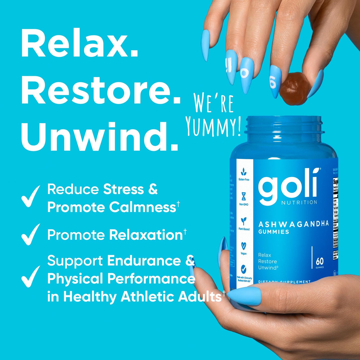 Goli Ashwagandha & Vitamin D Gummy, 180 Gummies