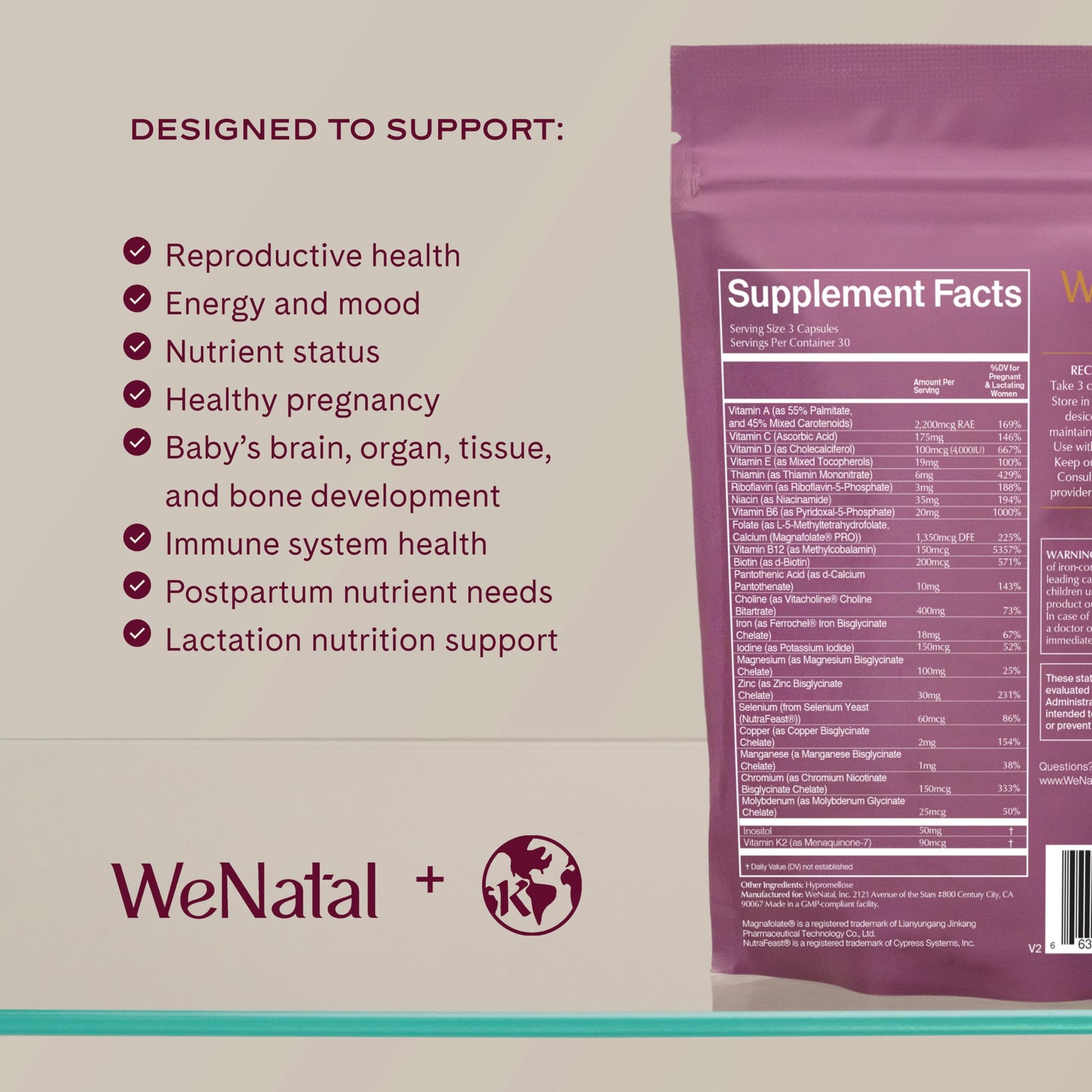 WeNatal for Her Prenatal Vitamins – Folate, Choline, DHA Capsule, 90 Capsules