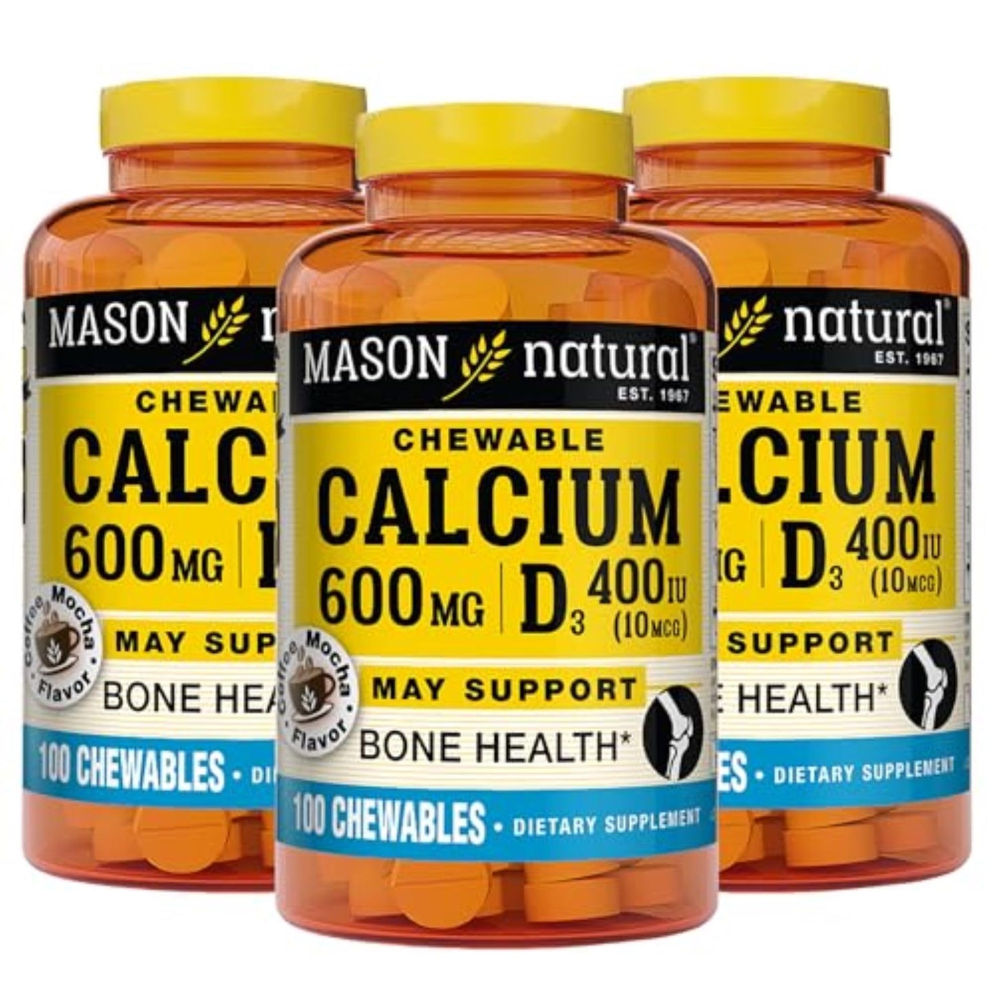 Mason Natural Calcium 600 mg with Vitamin D3 Chewables 300 Day Supply
