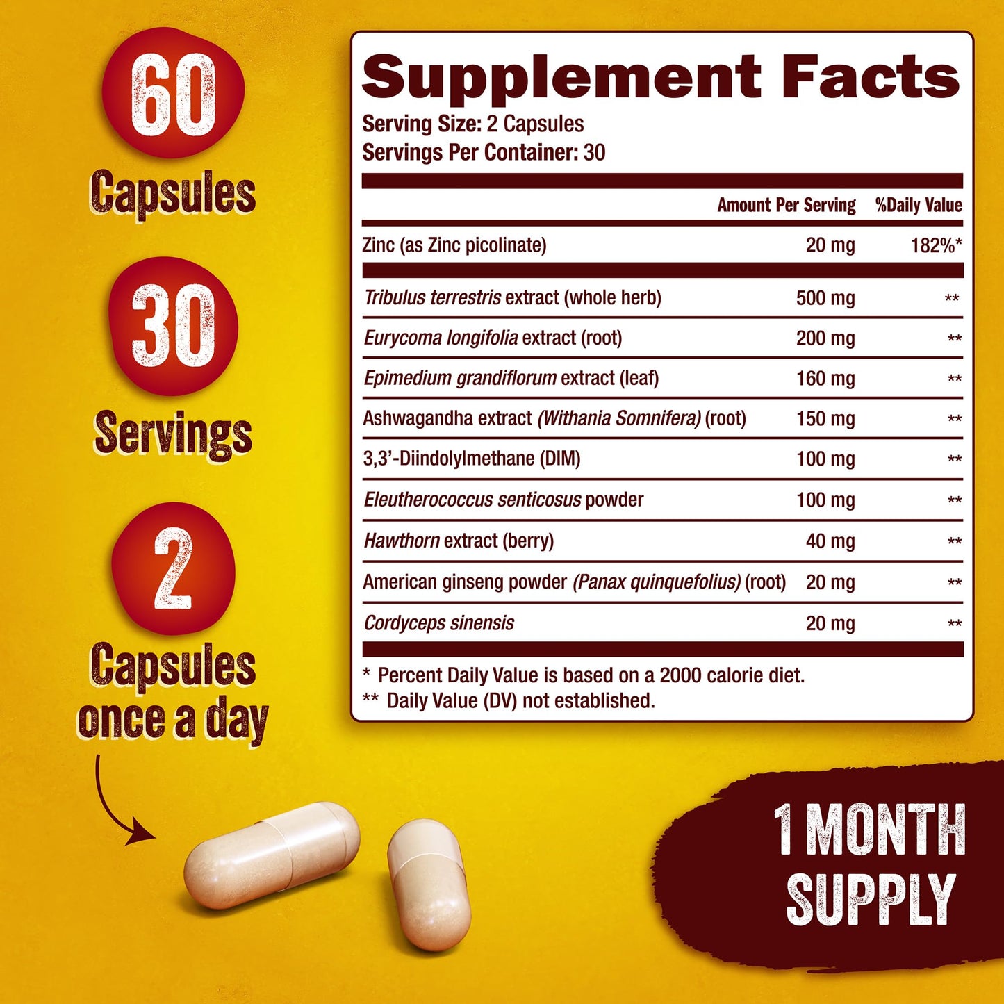 ZIVBIO Testosterone Booster for Men 60 Capsules