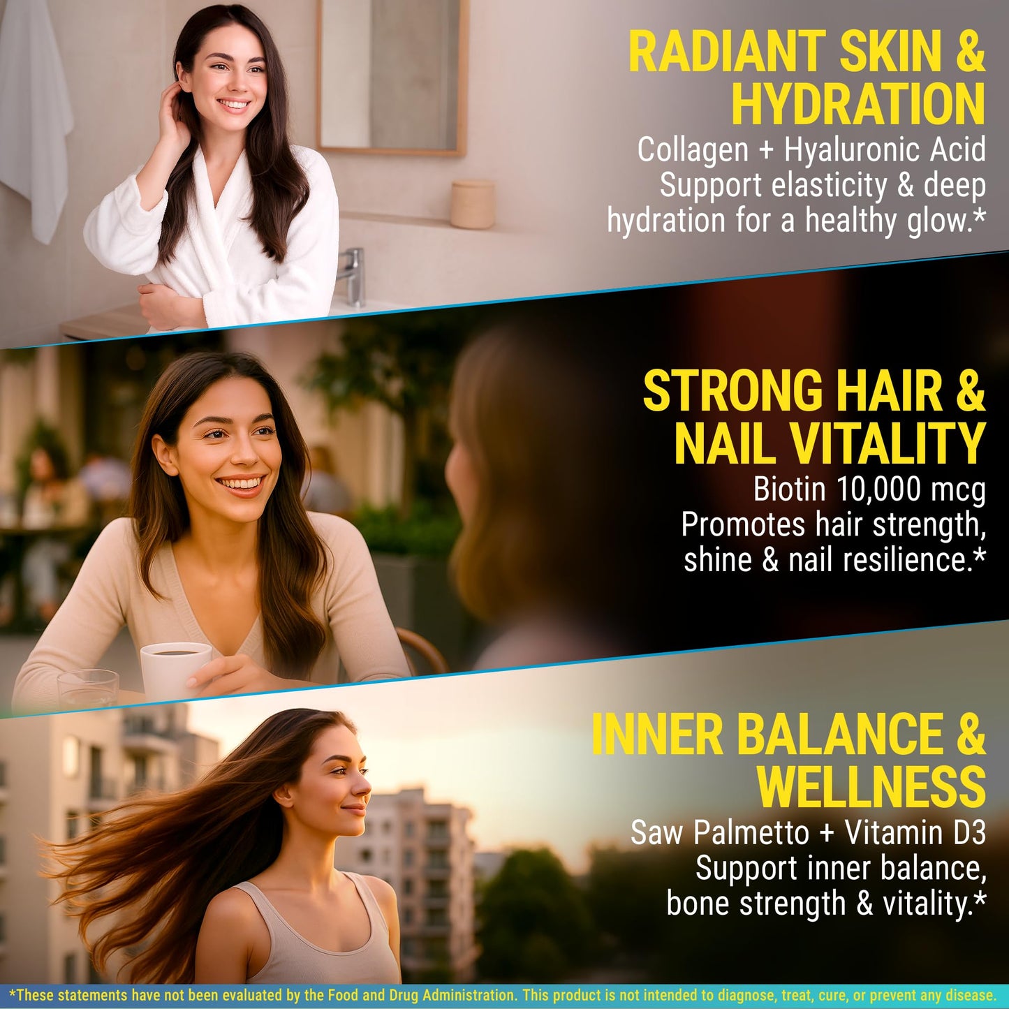 New Elements Biotin Gummies with Collagen, Vitamin D3, Saw Palmetto & Hyaluronic Acid for Hair, Skin & Nails, 60 Gummies