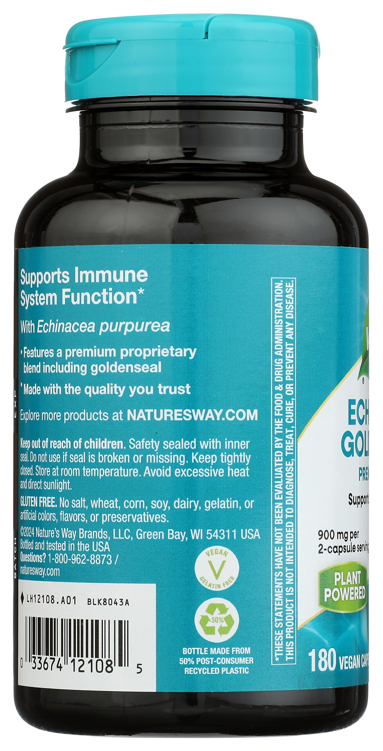 Nature's Way Echinacea Goldenseal 450mg Capsules, 180 Count