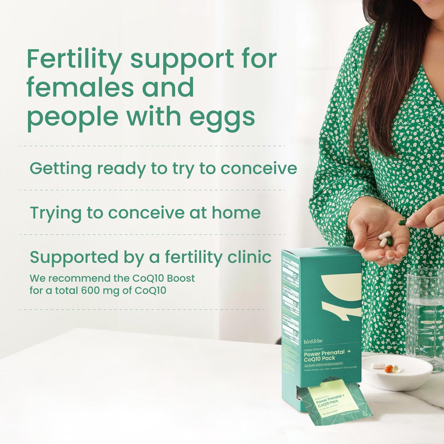 bird&be Female Fertility Power Prenatal + CoQ10 Softgels, 30 Count