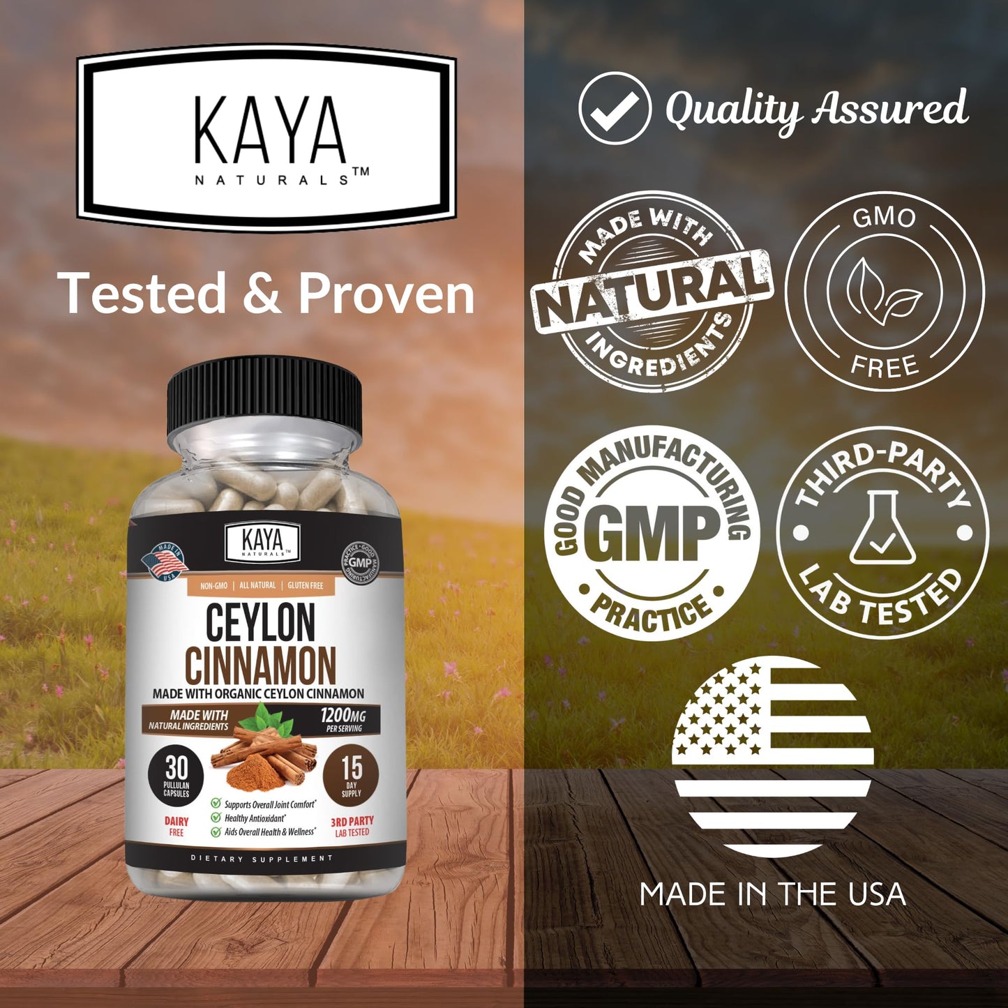 Kaya Naturals Ceylon Cinnamon Supplement Capsule, 30 Capsules