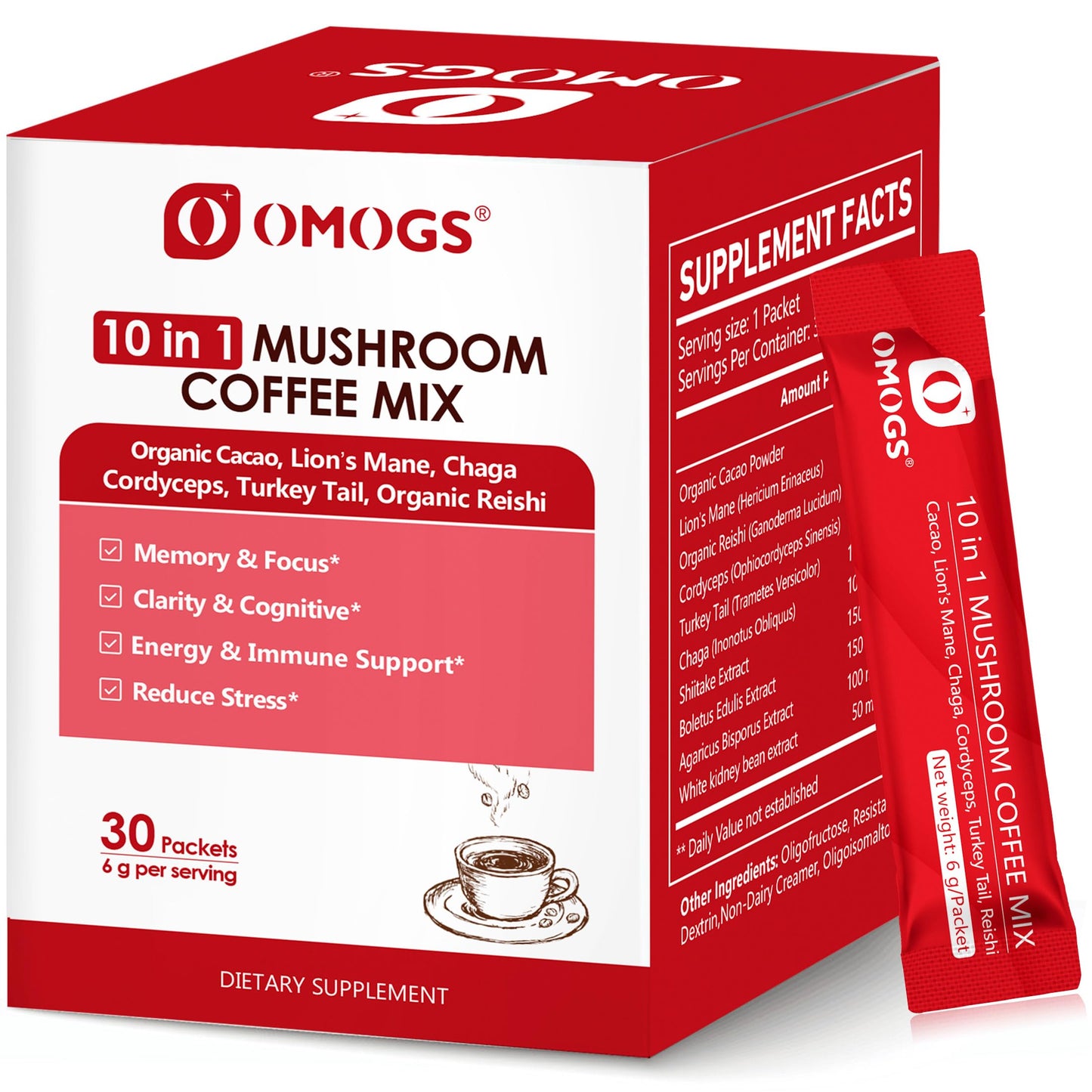 OMOGS Mushroom Coffee Powder, 6 Ounce
