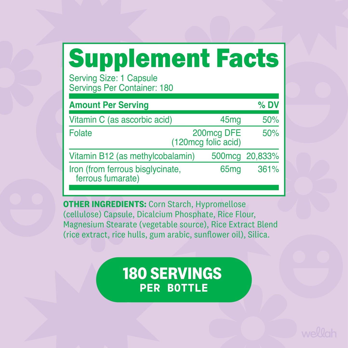 Wellah Iron Supplement for Women (65mg) Capsule 180 Capsules