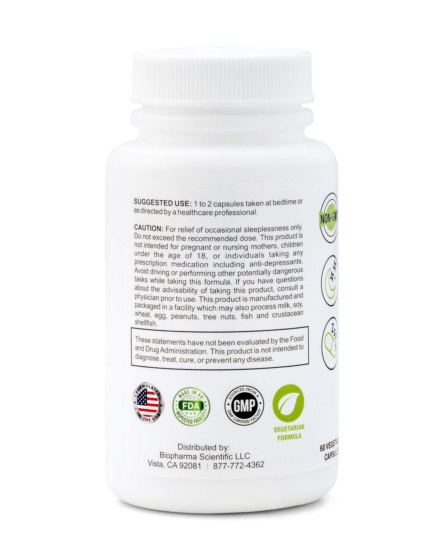 Biopharma Scientific NanoSnooze Sleep Aid, Melatonin L-Theanine Magnesium Capsule 60 Count