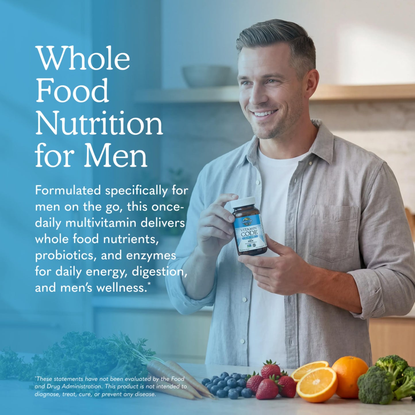 Garden of Life Vitamin Code RAW ONE for Men Once Daily Whole Food Multivitamin with Probiotics for Heart Health and Prostate Health Capsule, 75 Count