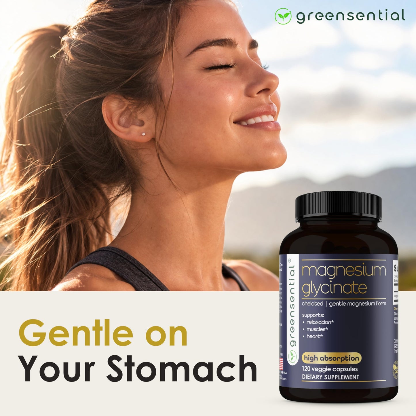Greensential Magnesium Glycinate Capsules 120 Count