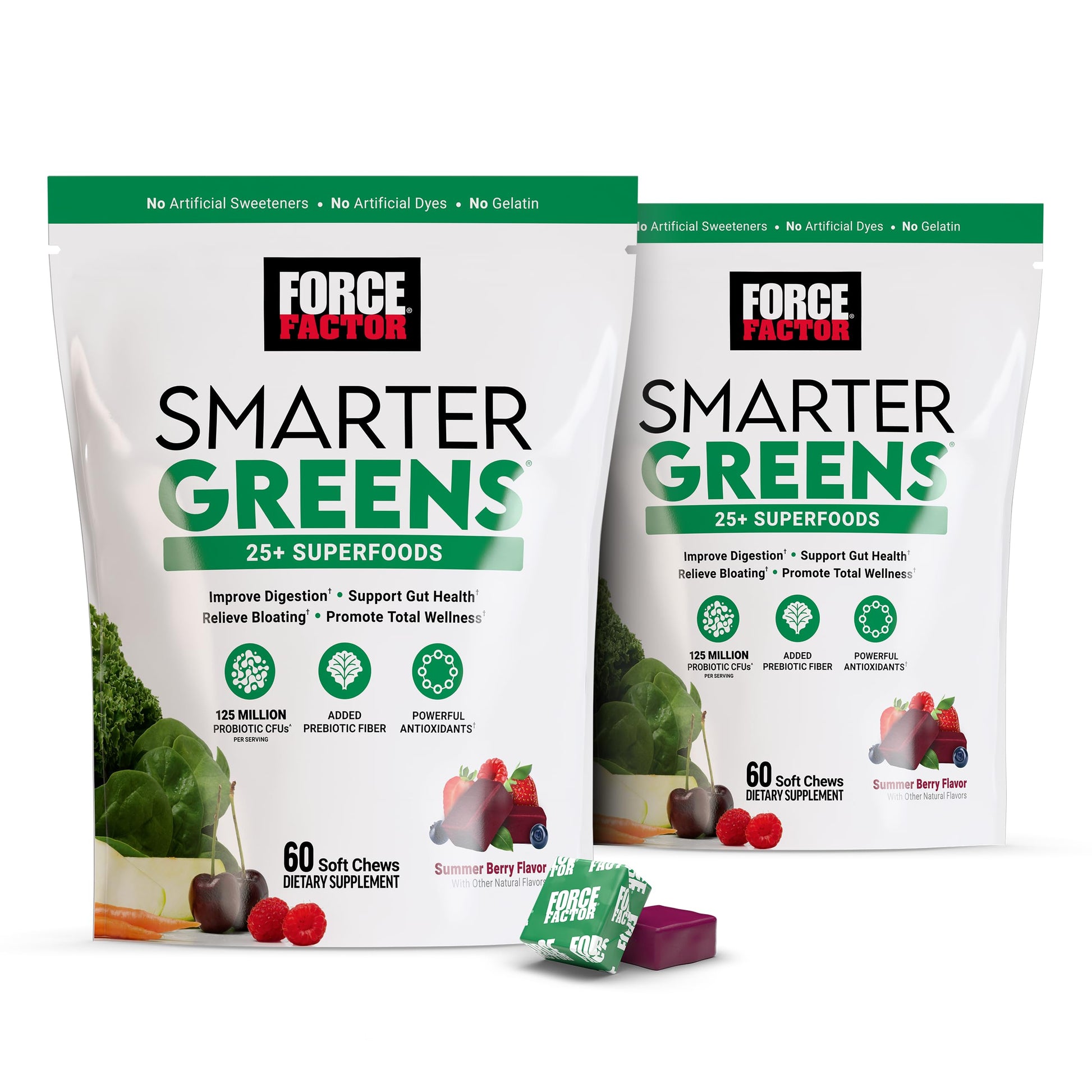 Force Factor Smarter Greens Superfood Chews Chewable, 120 Chews