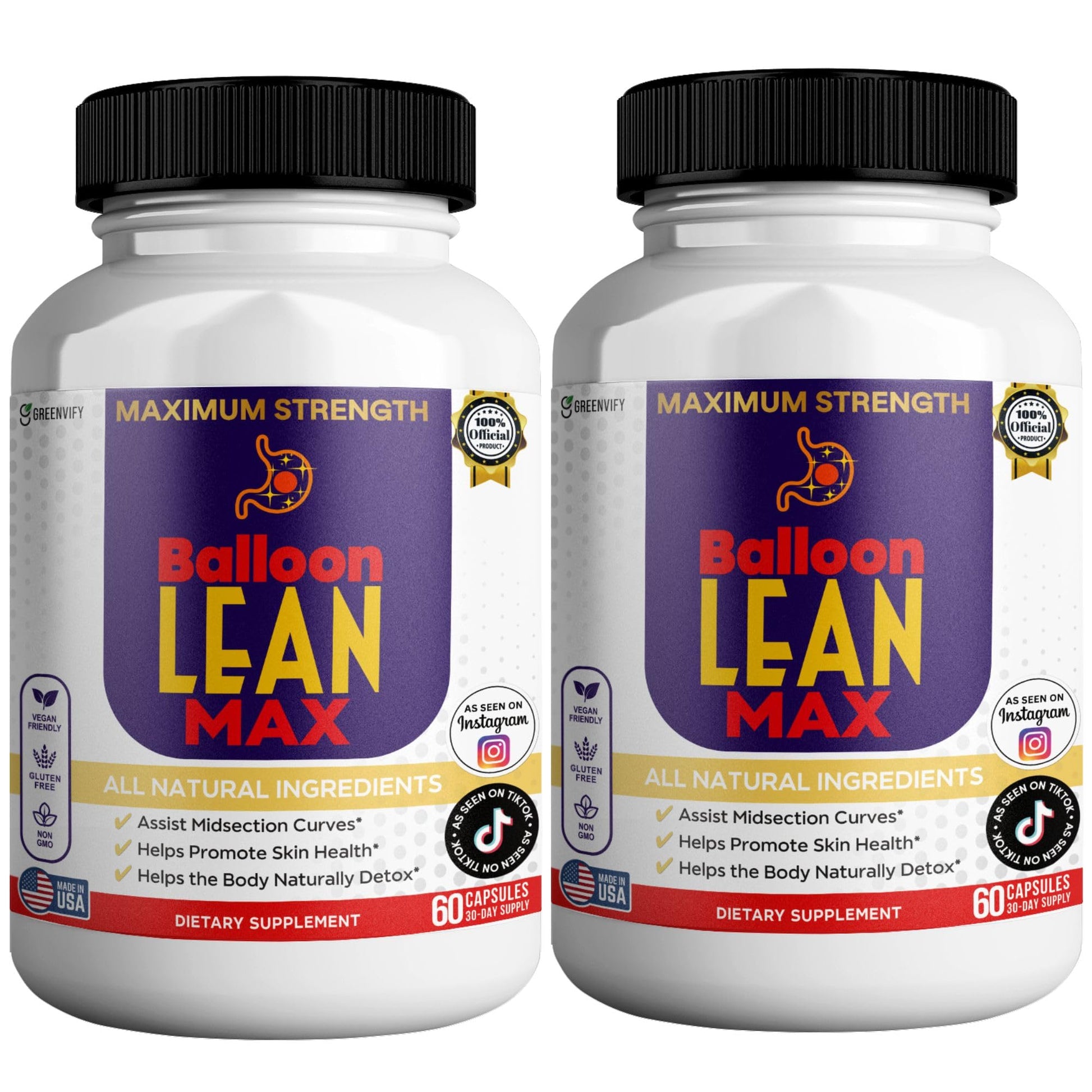 GREENVIFY Balloon Lean Max Maximum Strength Dietary Supplement 60 Capsules