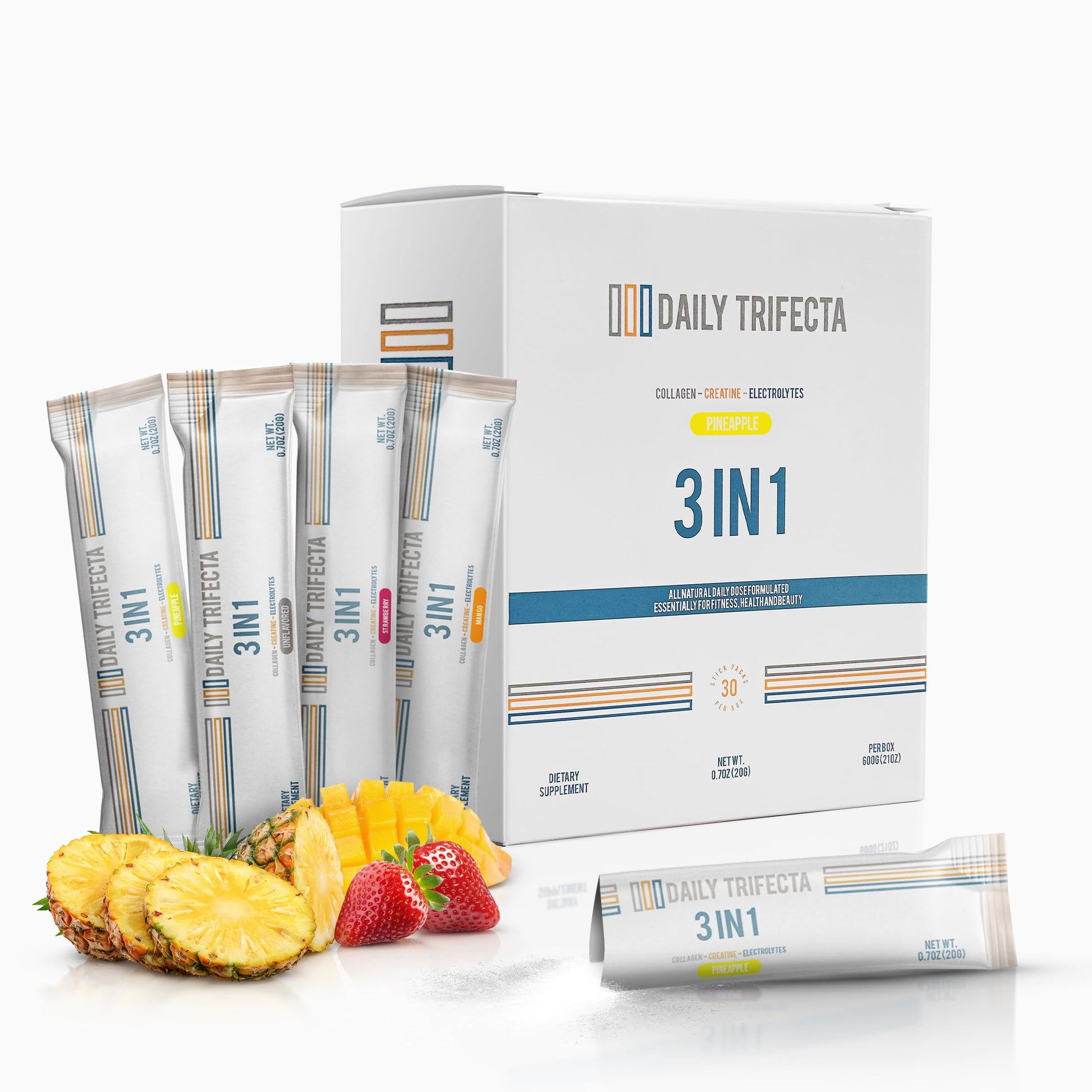 lovie style DAILY TRIFECTA 3-in-1 Collagen, Creatine & Electrolyte Pineapple Powder 21