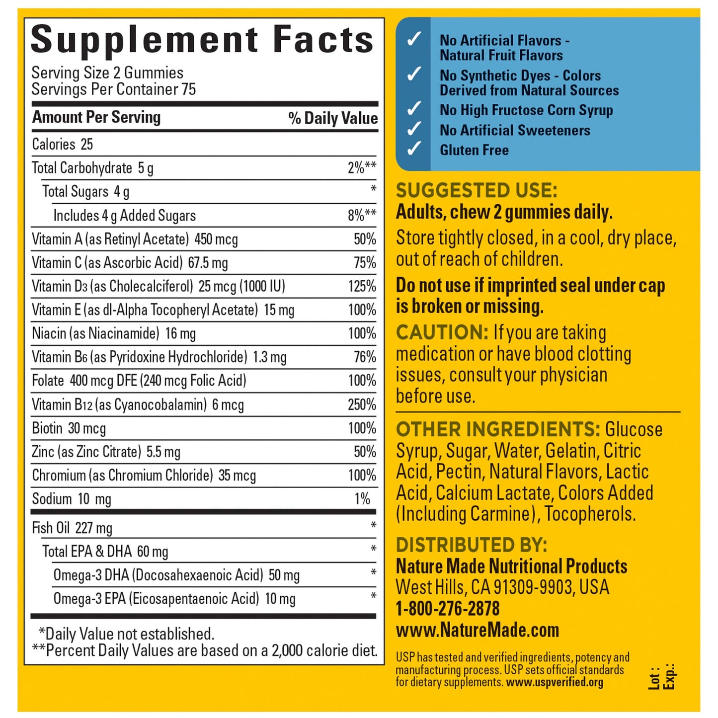 Nature Made Men's Multivitamin Gummies with Omega-3, 150 Gummies