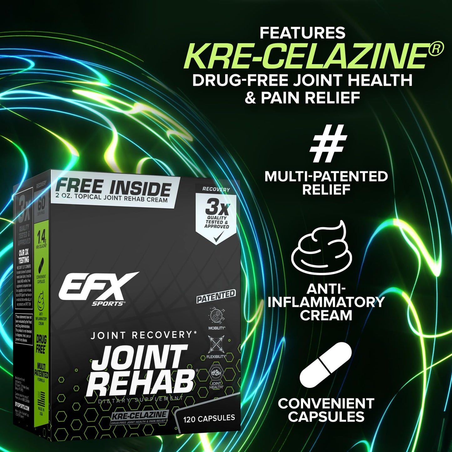EFX Sports Joint Rehab Recovery Kit, 120 Capsules