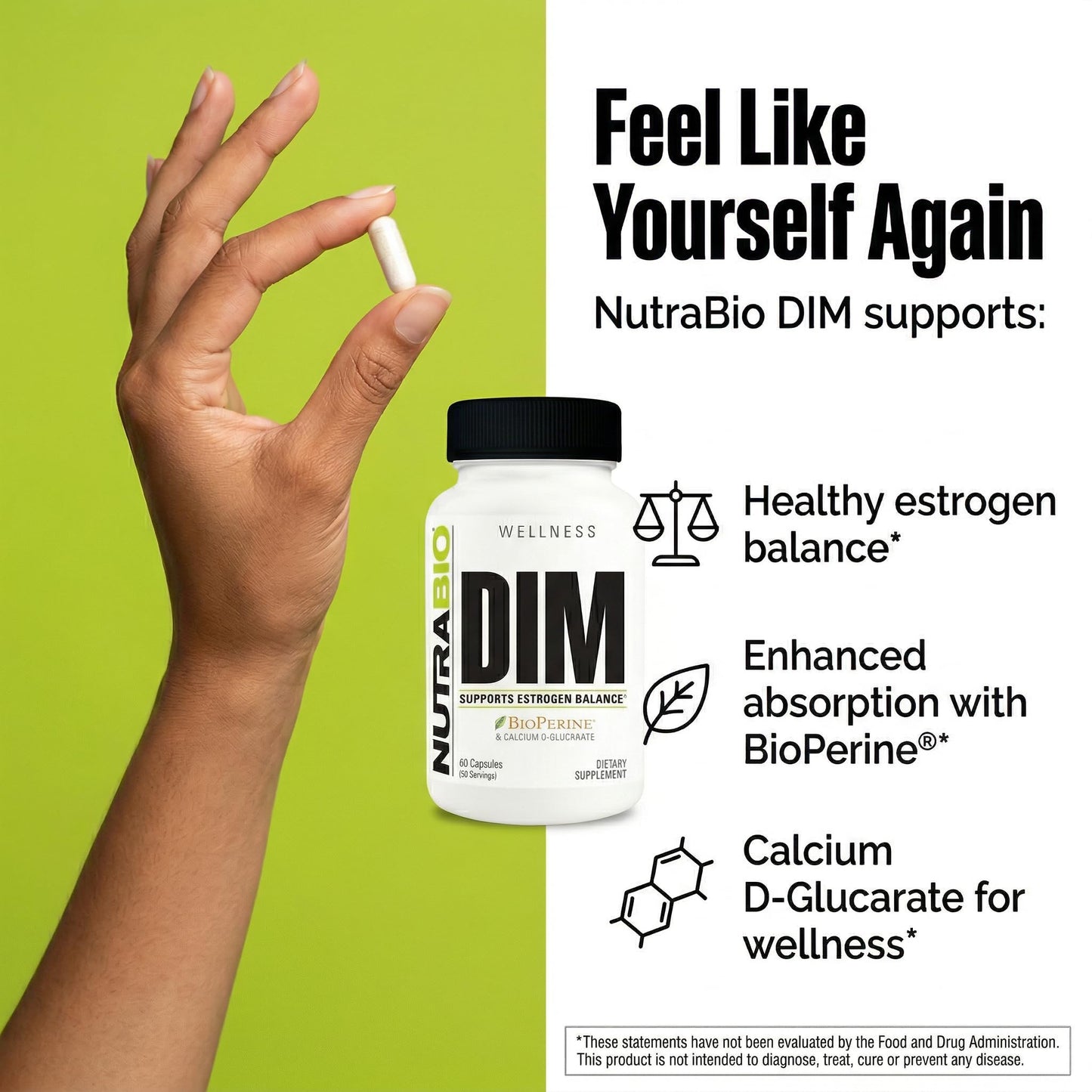 NutraBio DIM Supplement Capsule, 60 Capsules