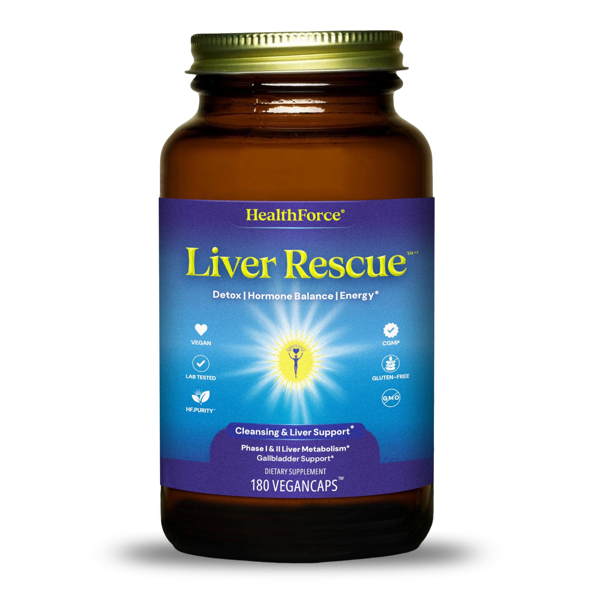 HEALTHFORCE SUPERFOODS Liver Rescue - Natural Liver Cleanse - with Milk Thistle & Dandelion Root - Gluten-Free & Vegan - 180 Capsules
