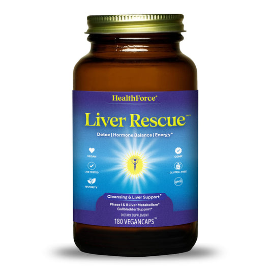 HEALTHFORCE SUPERFOODS Liver Rescue - Natural Liver Cleanse - with Milk Thistle & Dandelion Root - Gluten-Free & Vegan - 180 Capsules